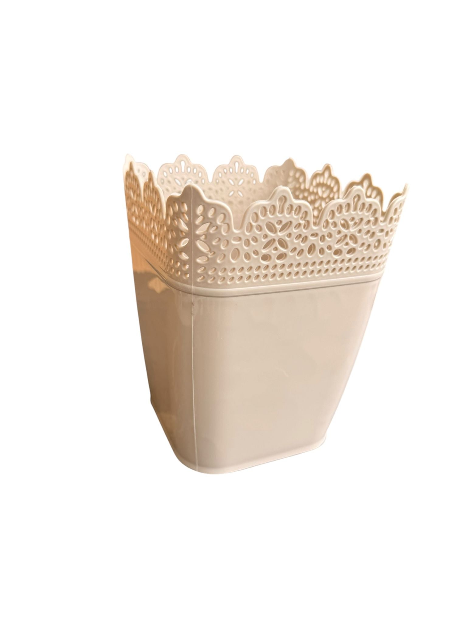 Ghiveci dantelat plastic crem 1 L 11.5 x 11.5 x 14 cm