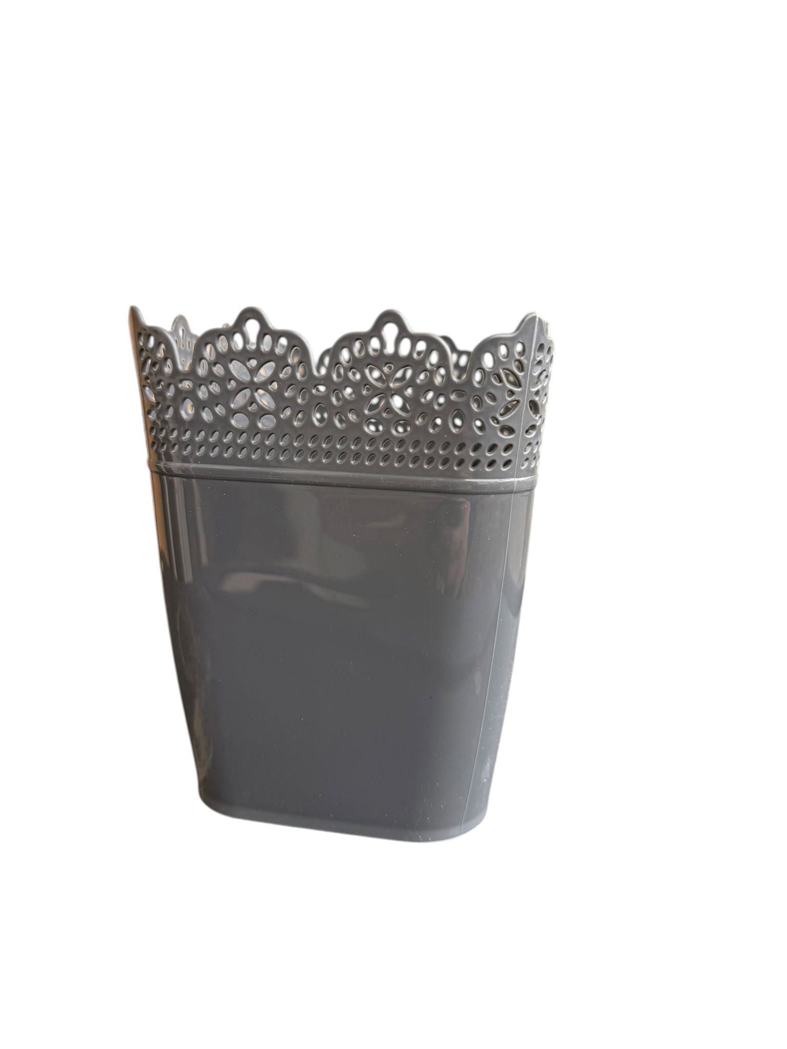 Ghiveci dantelat plastic gri 1 L 11.5 x 11.5 x 14 cm
