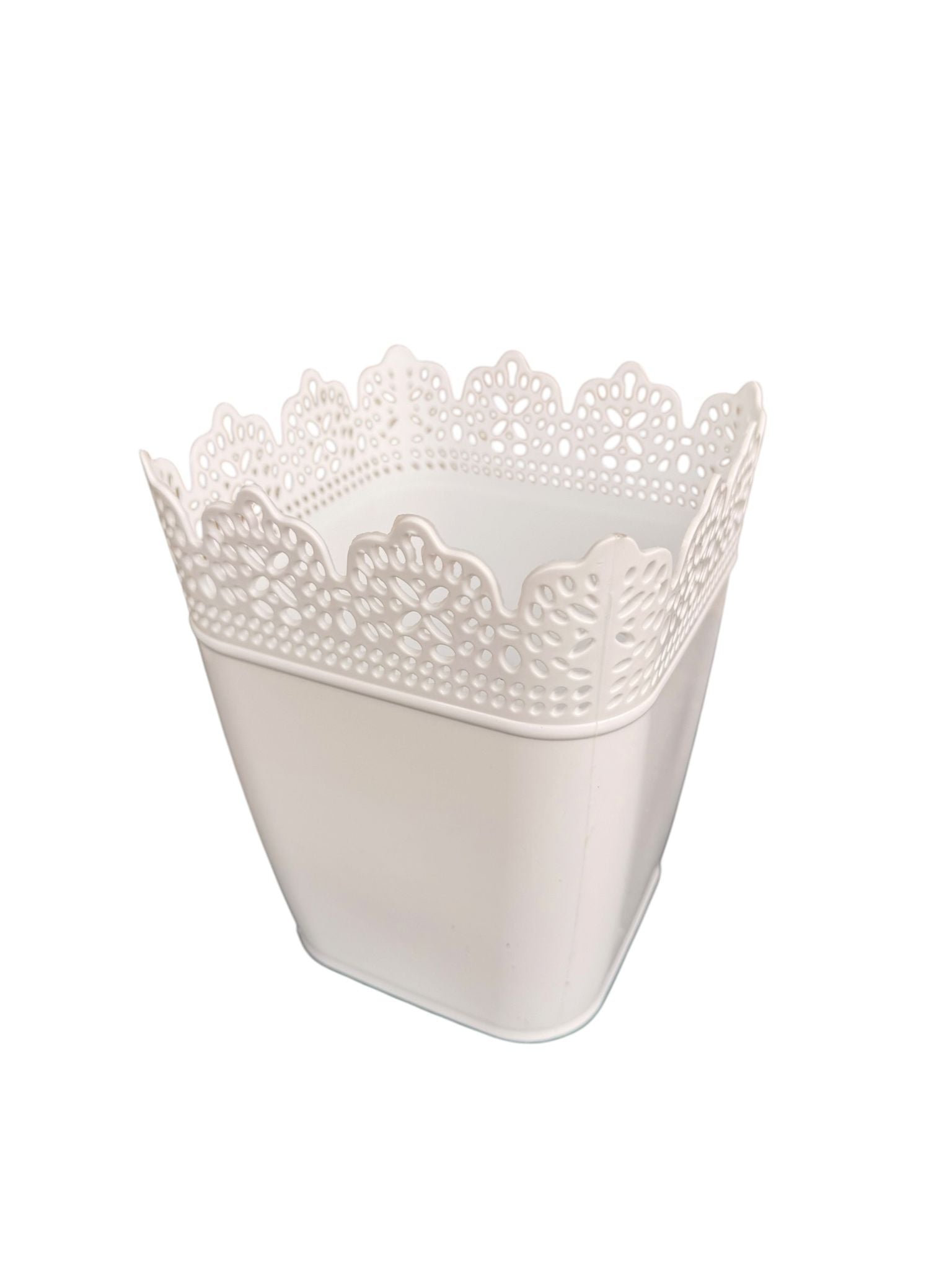 Ghiveci dantelat plastic alb 1.7 L