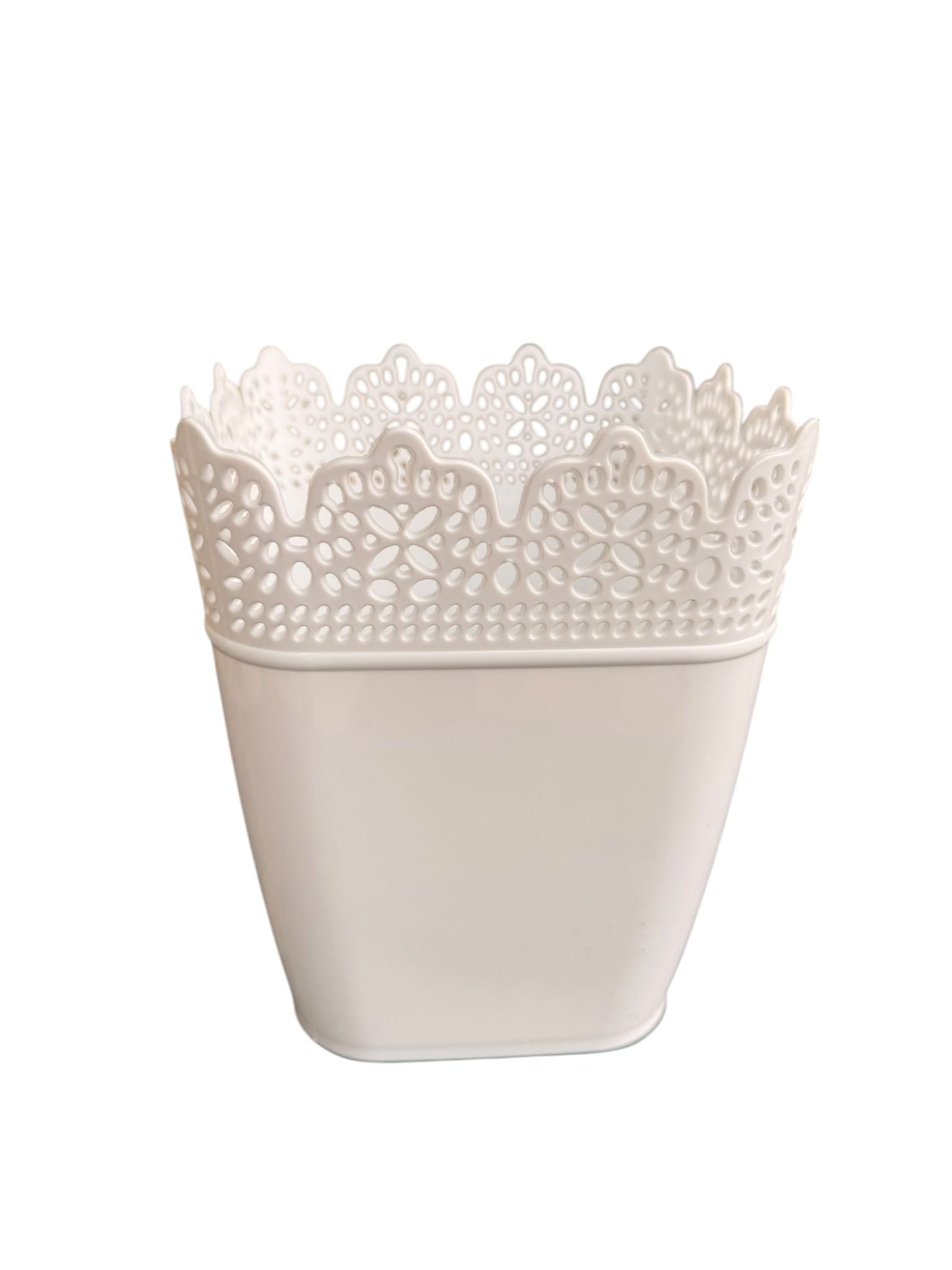 Ghiveci dantelat plastic alb 1.7 L