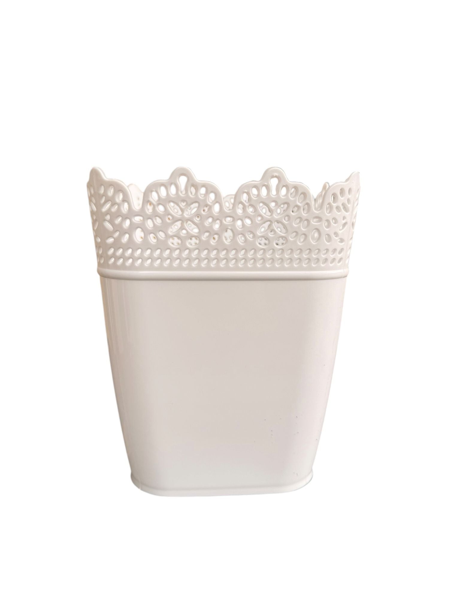 Ghiveci dantelat plastic alb 1.7 L