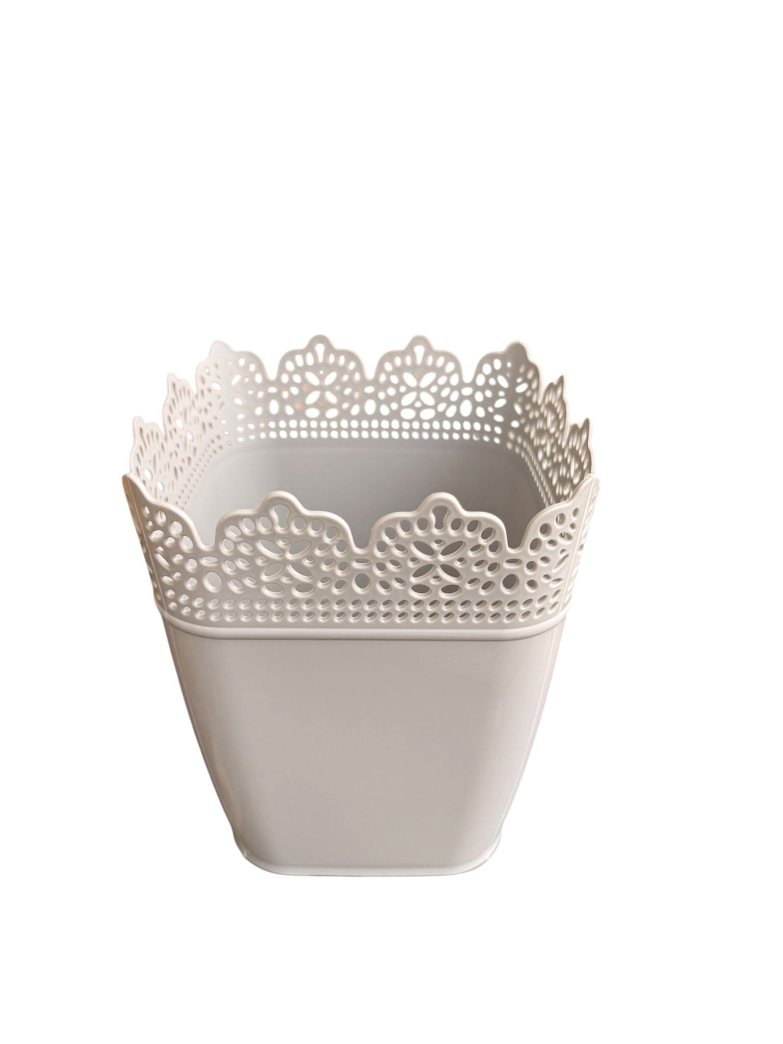 Ghiveci dantelat plastic crem 1.7 L