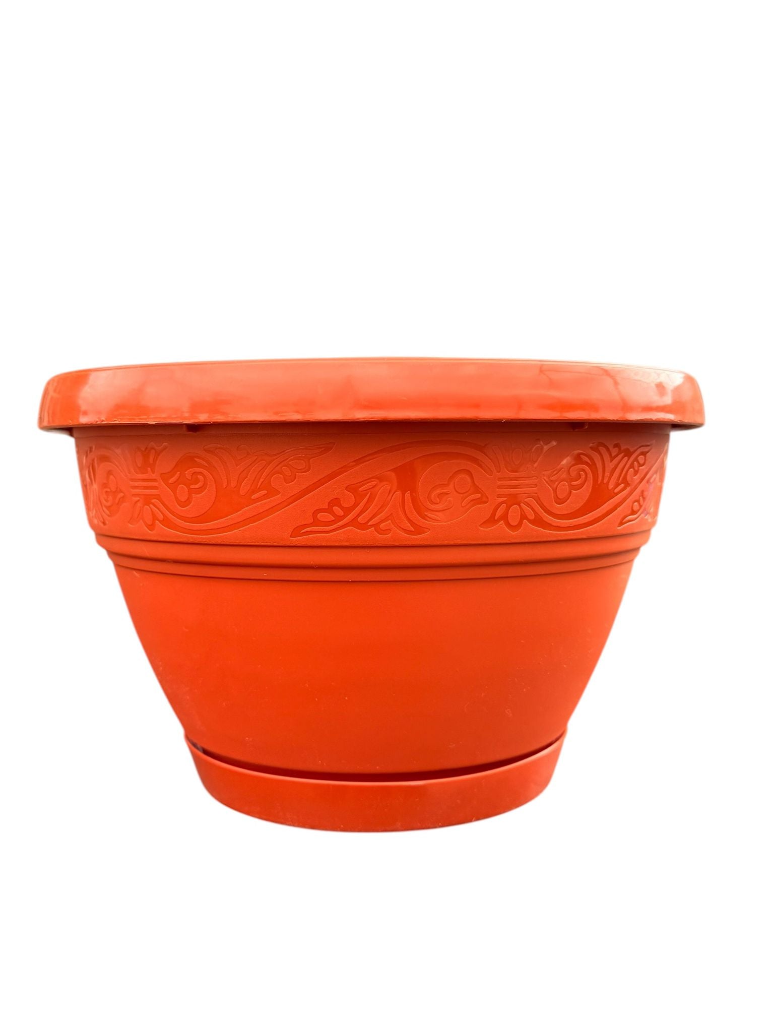 Ghiveci din plastic Lalea 24 cm teracota cu farfurie