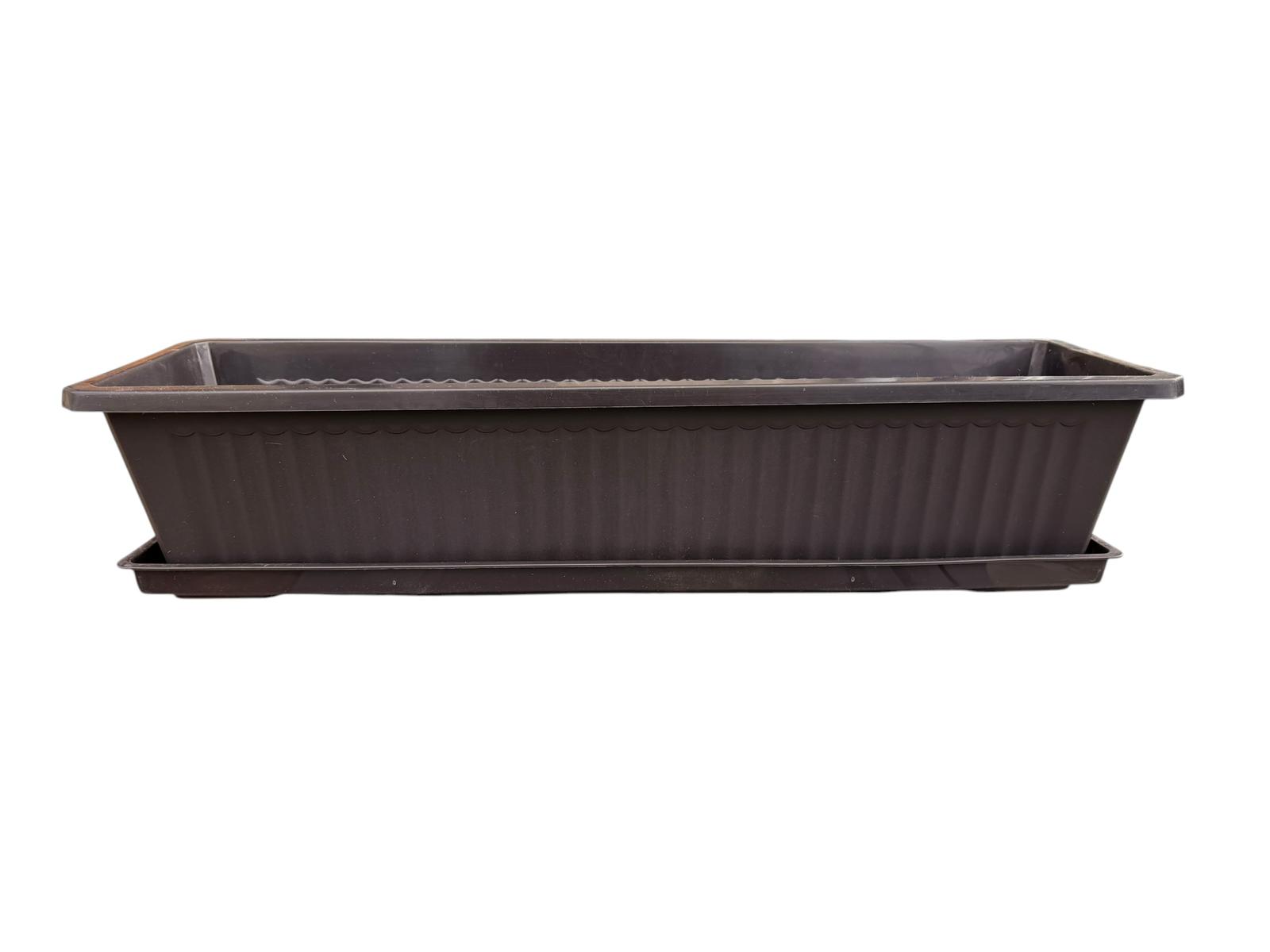 Jardiniera din plastic cu tava wenge 60 cm