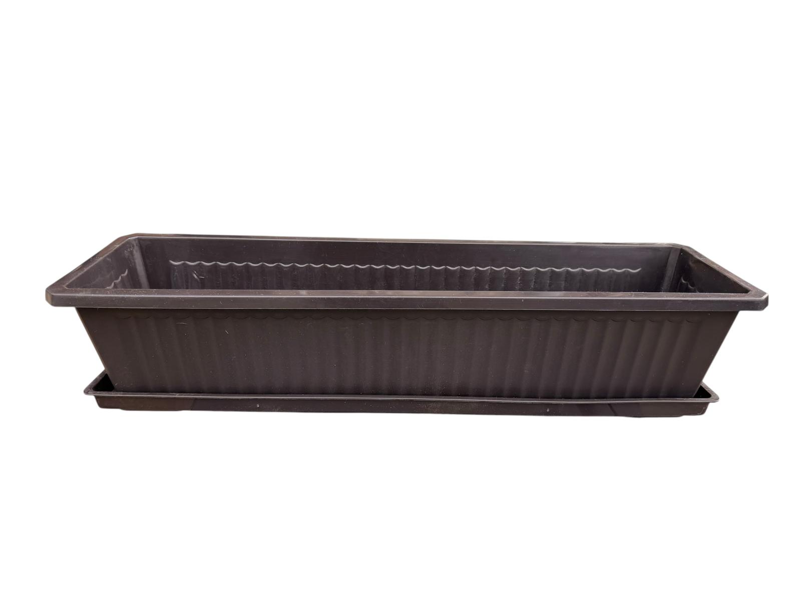 Jardiniera din plastic cu tava wenge 60 cm