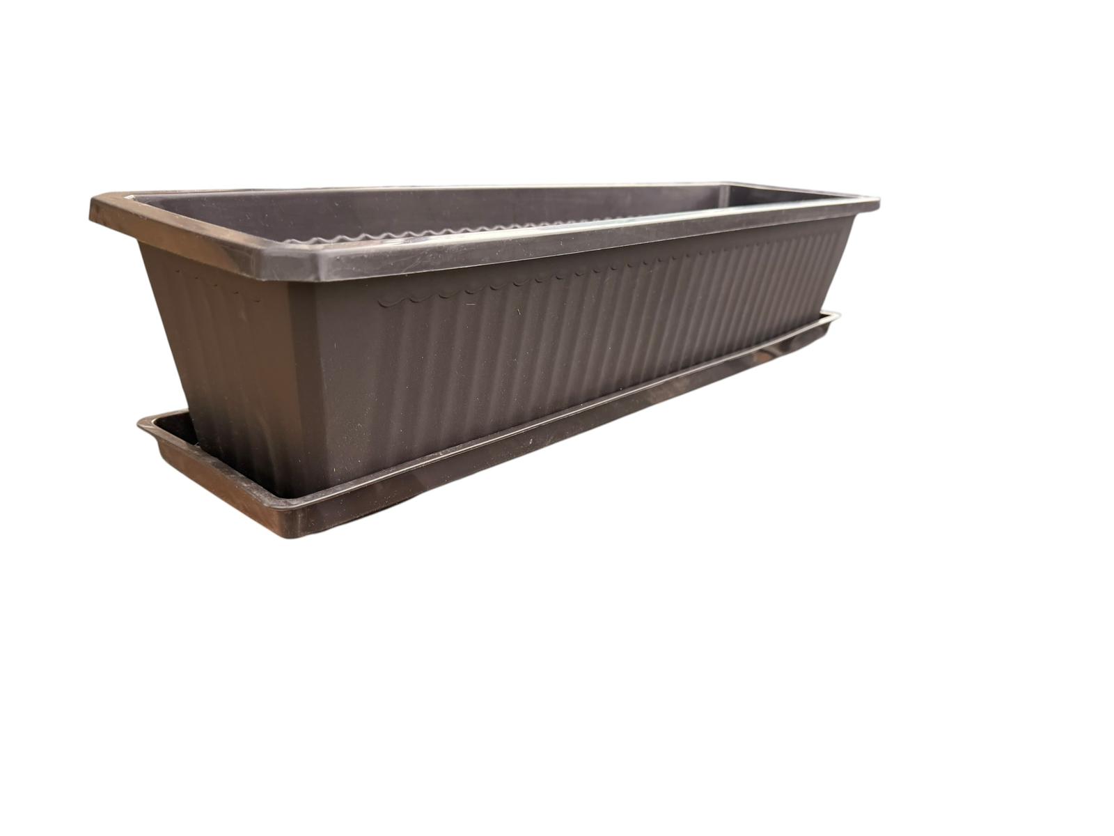 Jardiniera din plastic cu tava wenge 60 cm