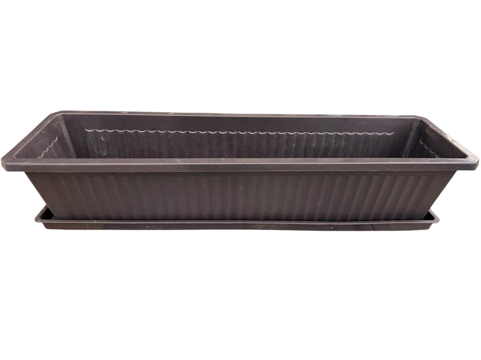 Jardiniera din plastic cu tava wenge 60 cm