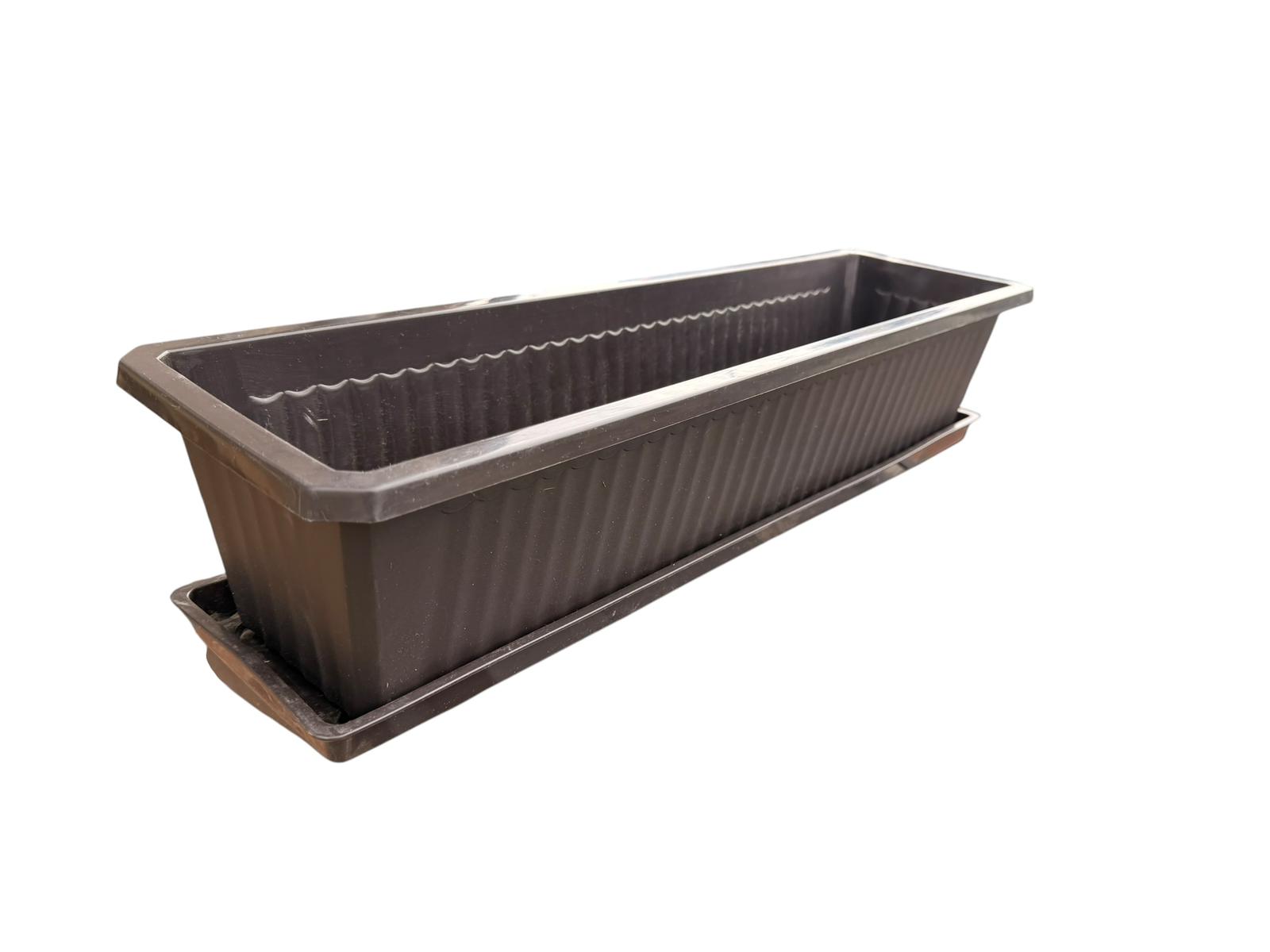 Jardiniera din plastic cu tava wenge 60 cm