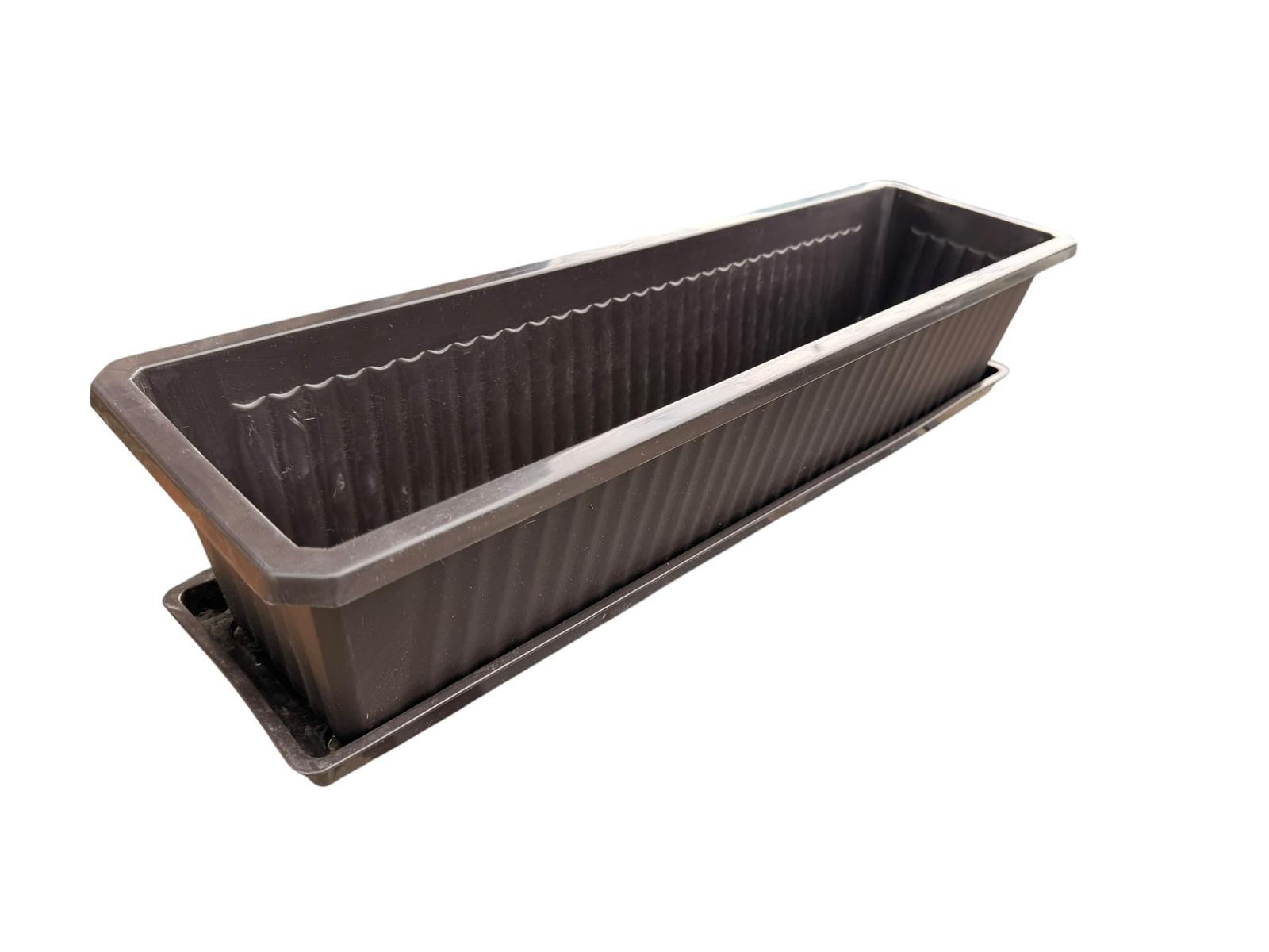 Jardiniera din plastic cu tava wenge 60 cm