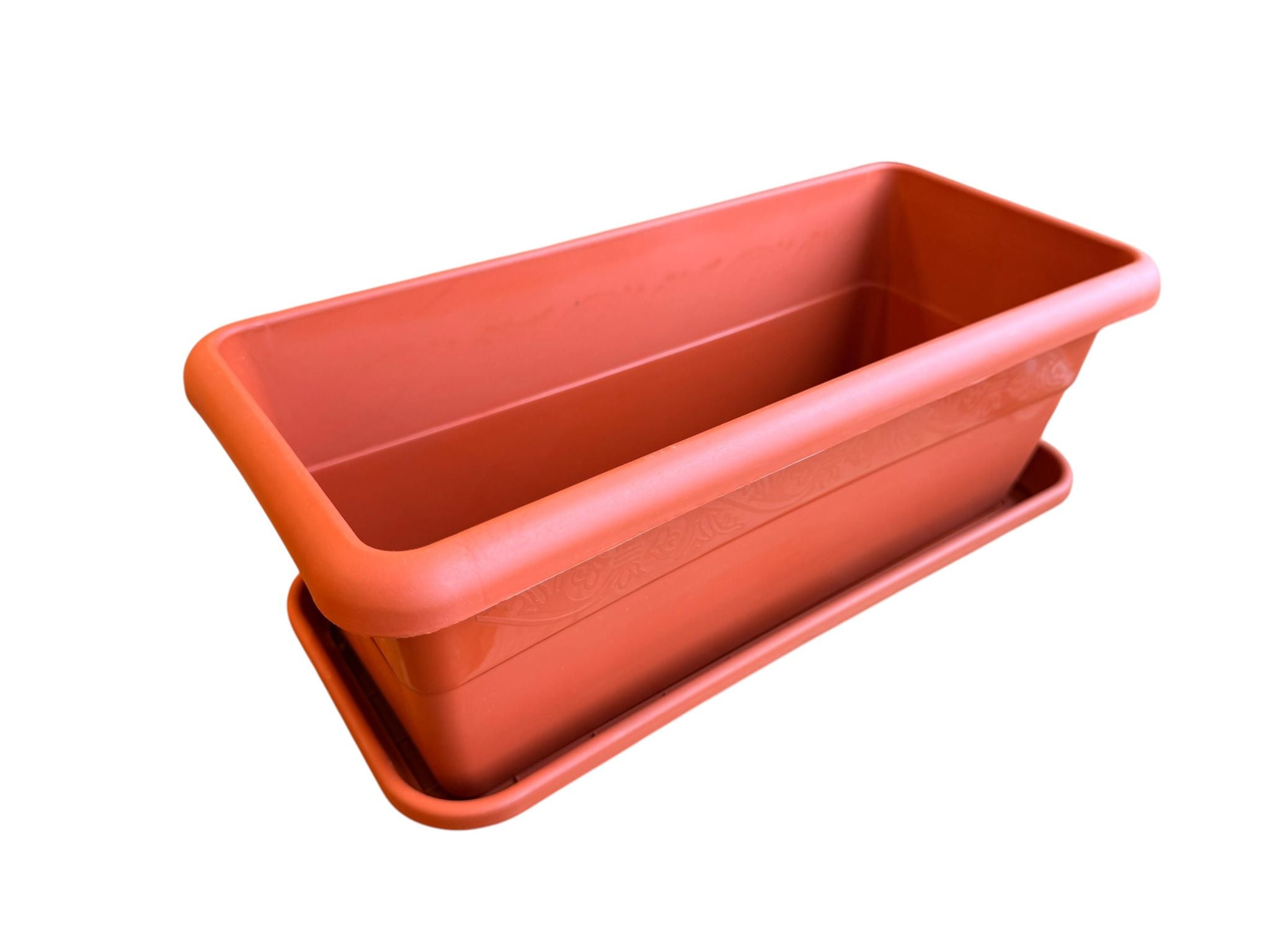 Jardiniera decorativa din plastic teracota 40 cm cu tavita