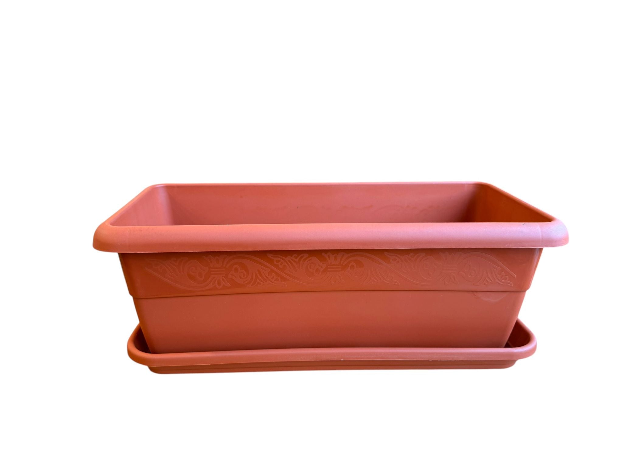 Jardiniera decorativa din plastic teracota 40 cm cu tavita