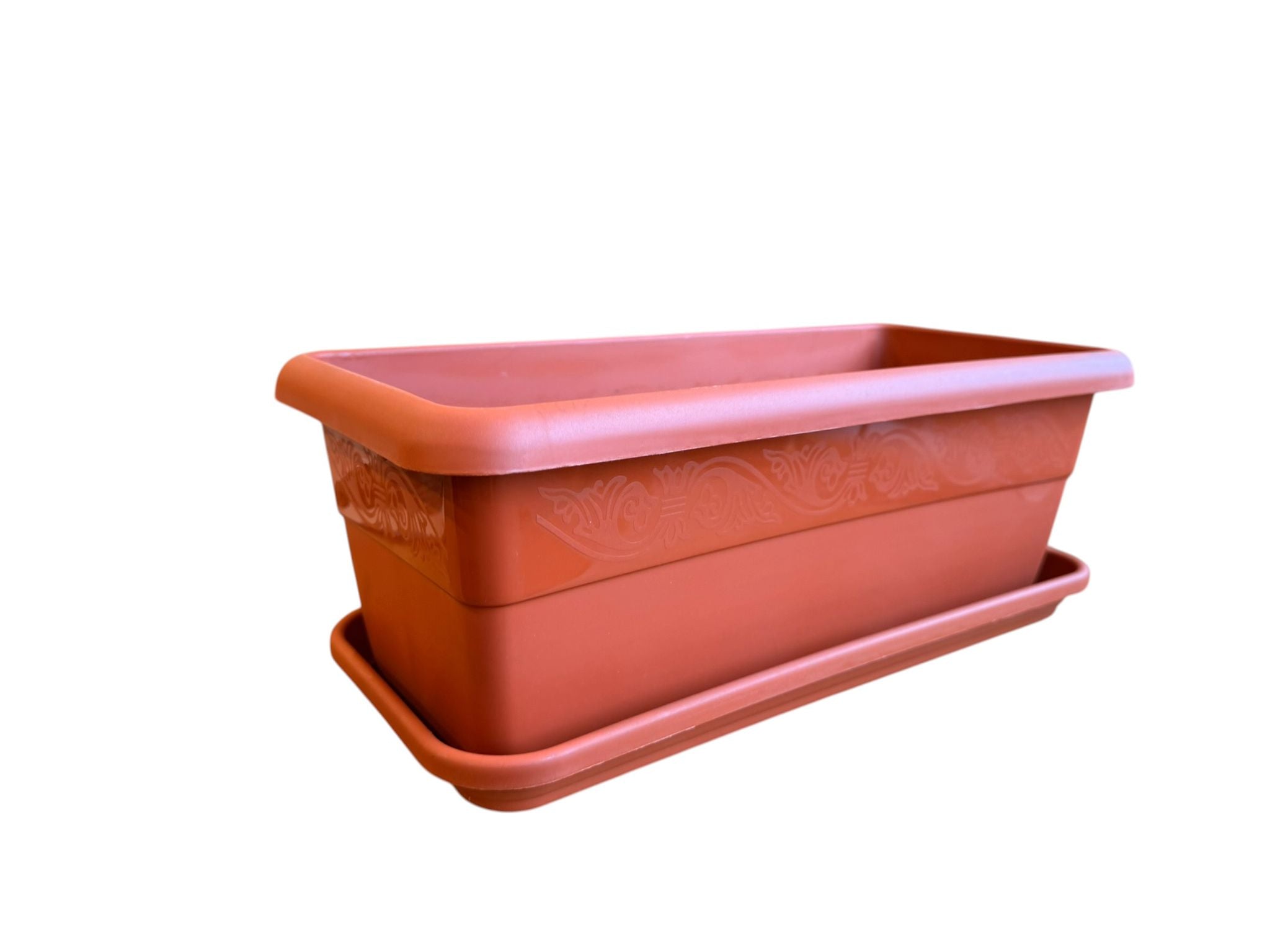 Jardiniera decorativa din plastic teracota 40 cm cu tavita