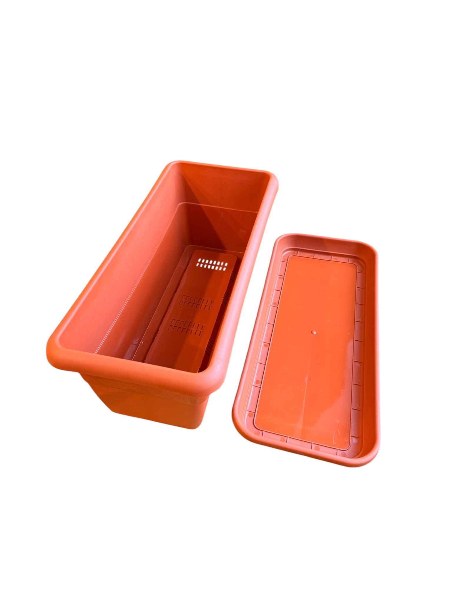 Jardiniera decorativa din plastic teracota 40 cm cu tavita