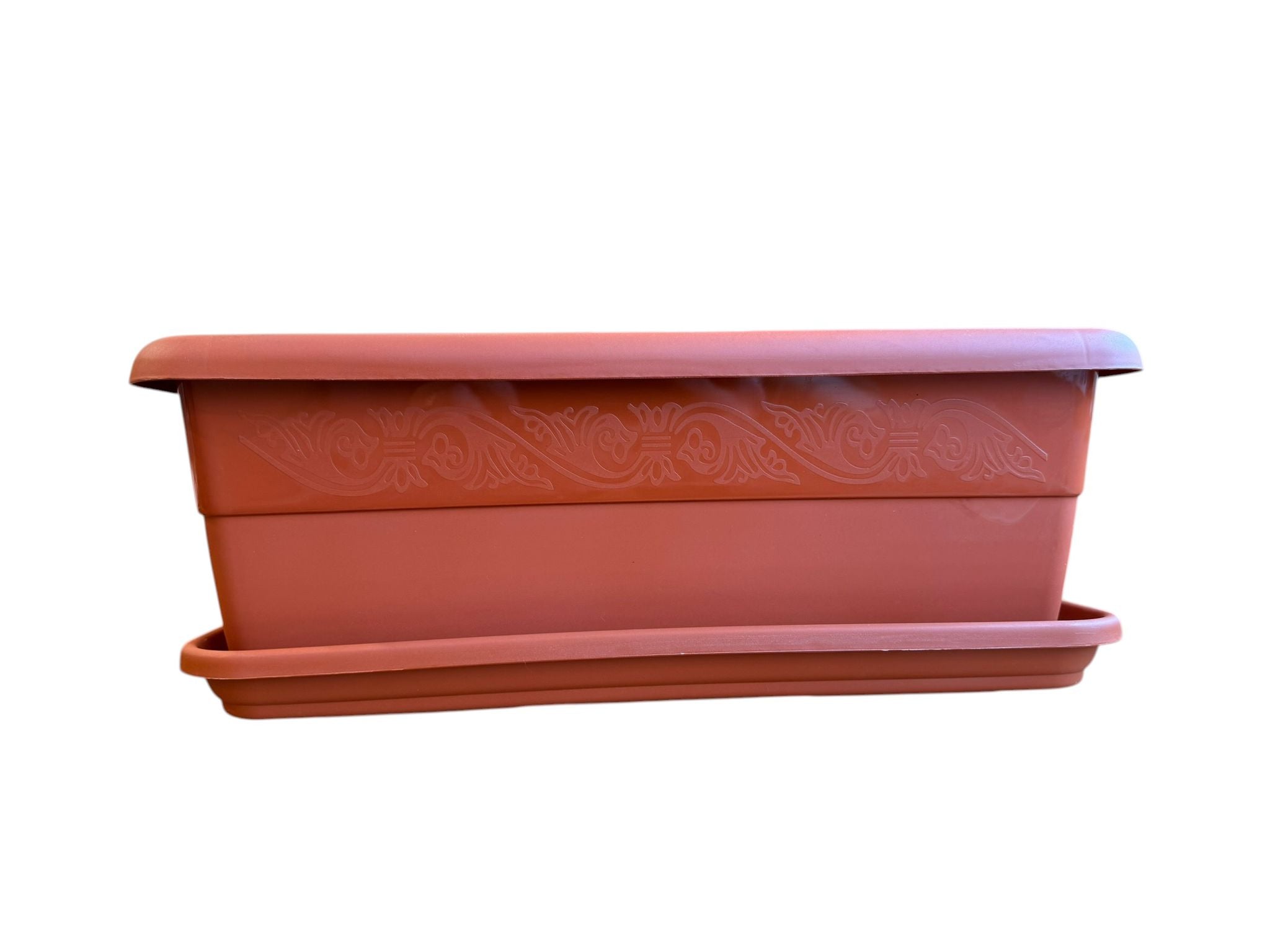 Jardiniera decorativa din plastic teracota 40 cm cu tavita