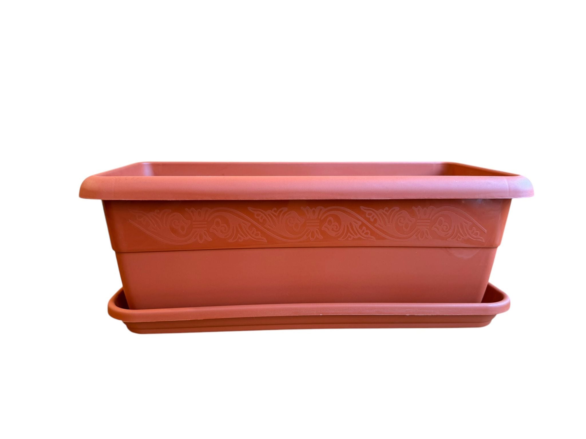 Jardiniera decorativa din plastic teracota 40 cm cu tavita