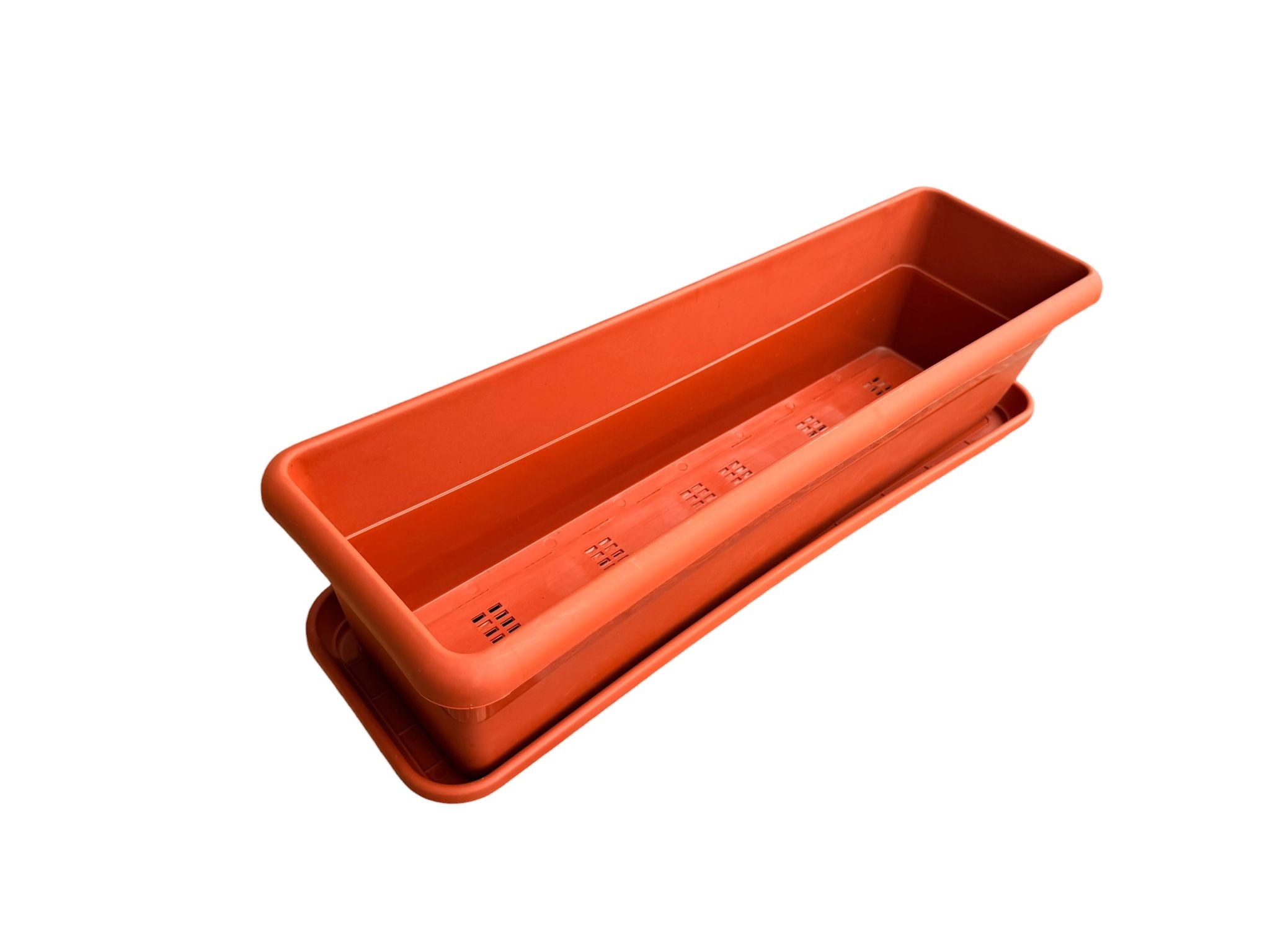 Jardiniera decorativa din plastic teracota 60x20x17 cm cu tavita