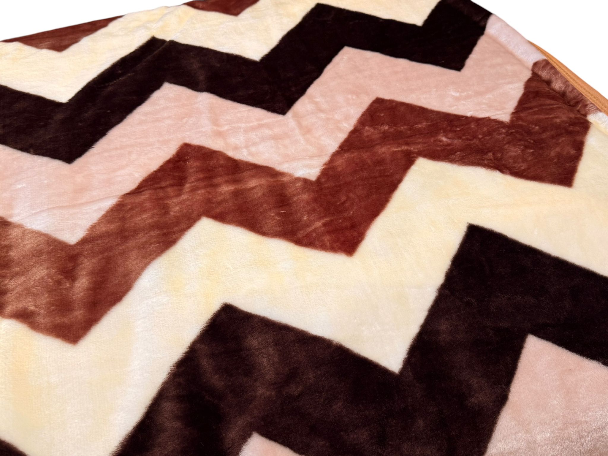 Patura Dubla Groasa 200x230 cm Model Zig-Zag Maro-Bej