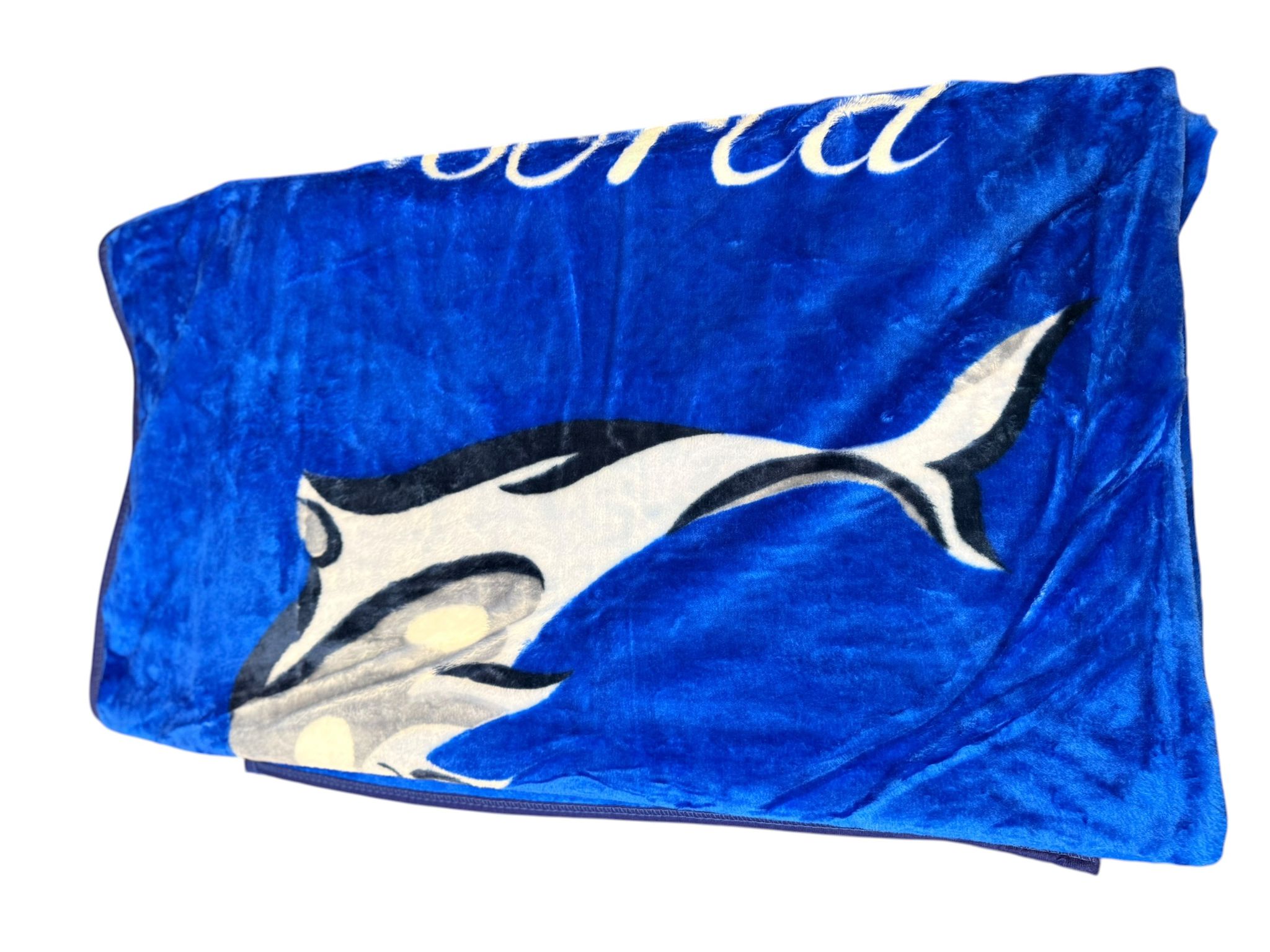 Patura Dubla Groasa 200x230 cm Model Albastru Intens cu Inscriptie