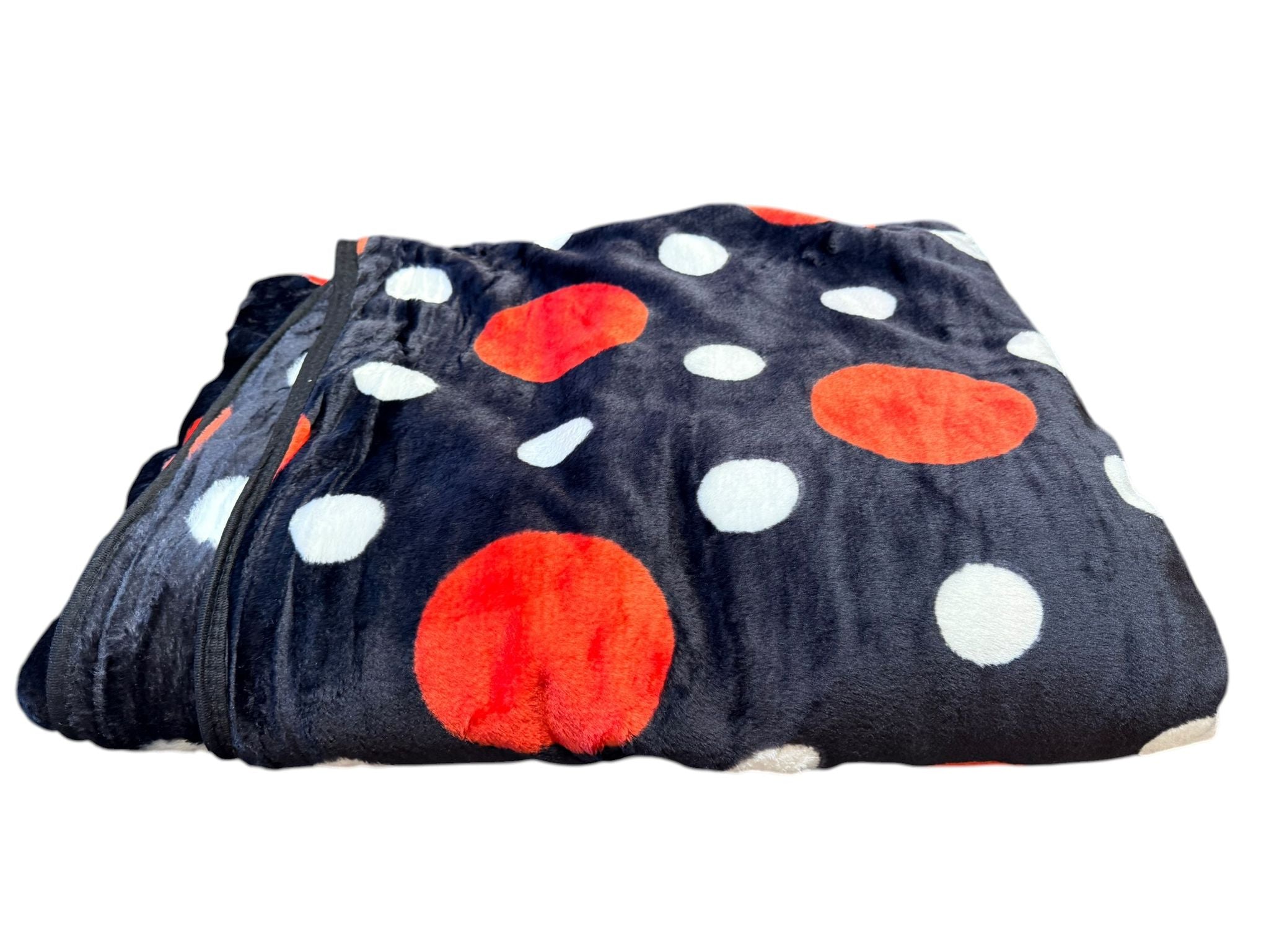 Patura Cocolino Neagra cu Buline Rosii si Albe 200x230 cm
