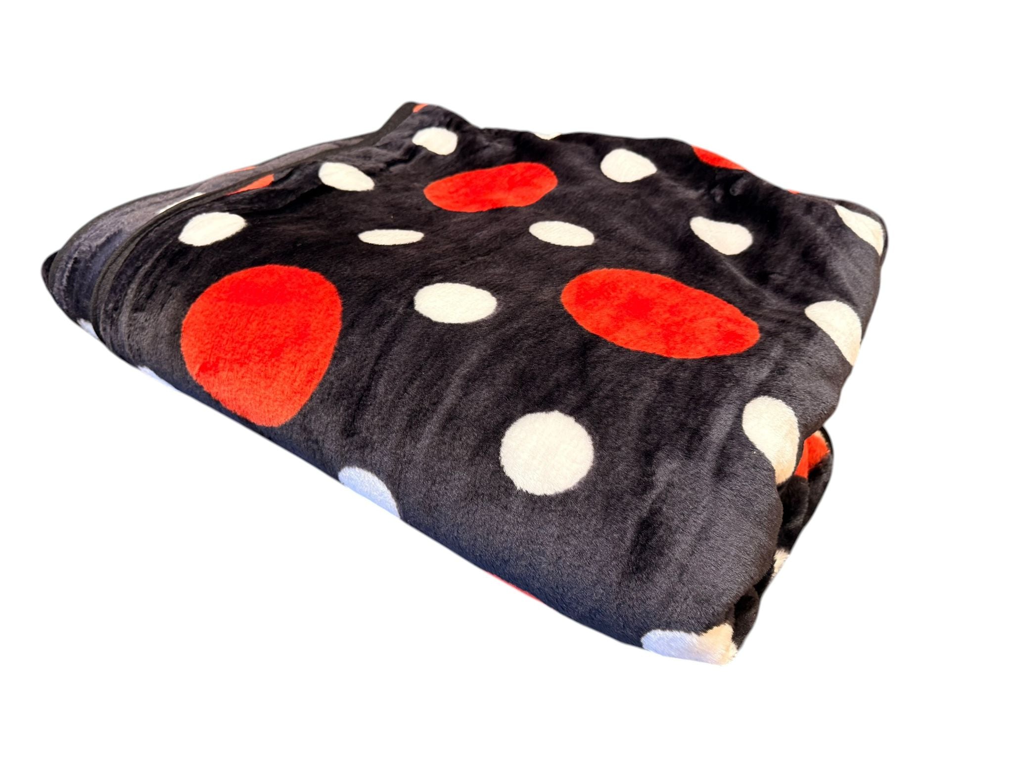 Patura Cocolino Neagra cu Buline Rosii si Albe 200x230 cm