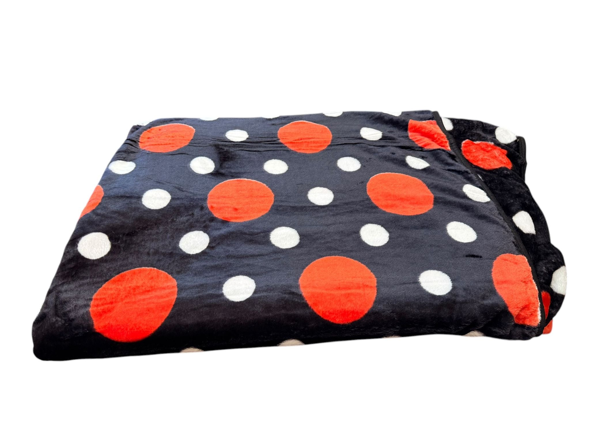 Patura Cocolino Neagra cu Buline Rosii si Albe 200x230 cm