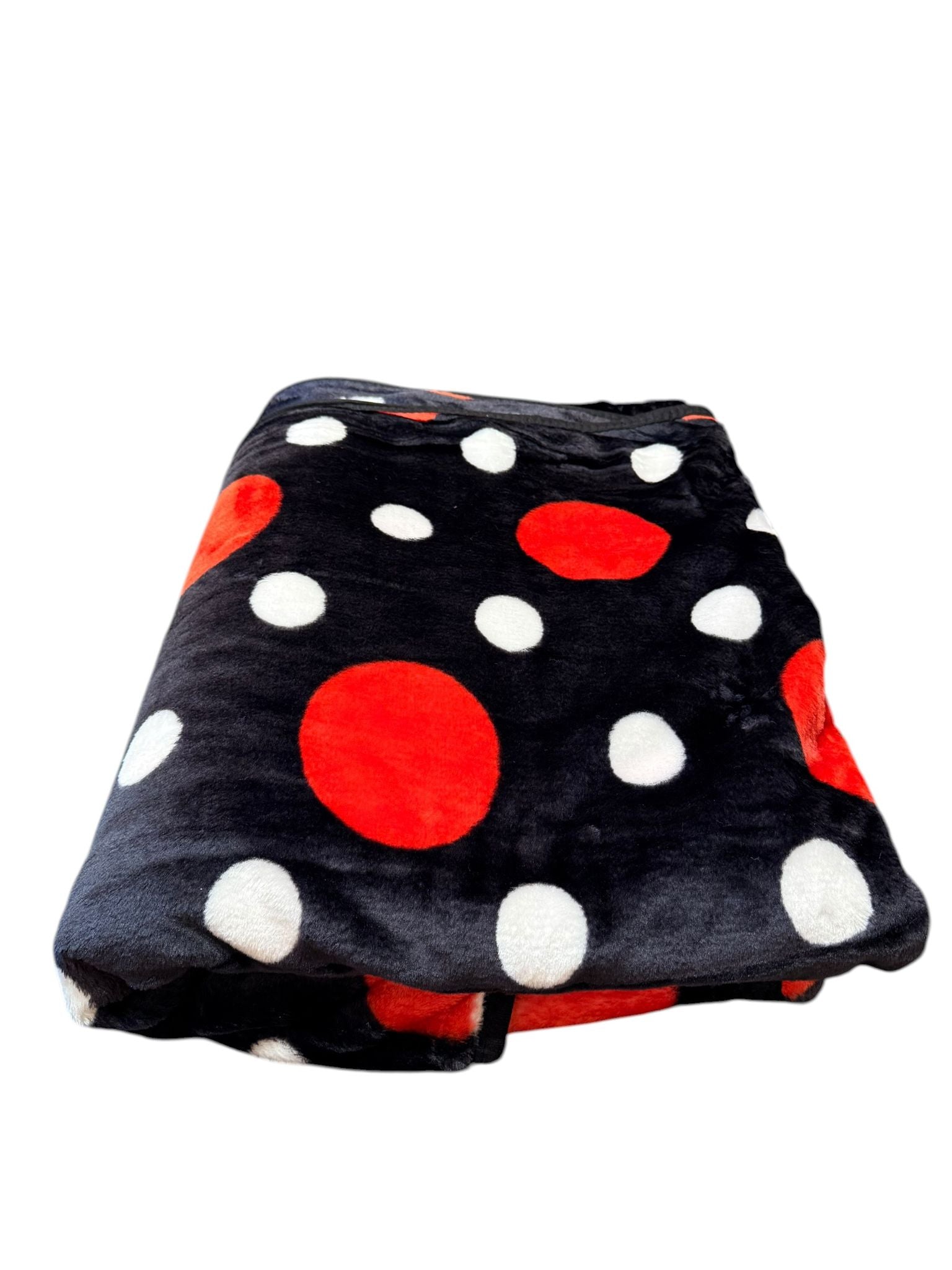 Patura Cocolino Neagra cu Buline Rosii si Albe 200x230 cm