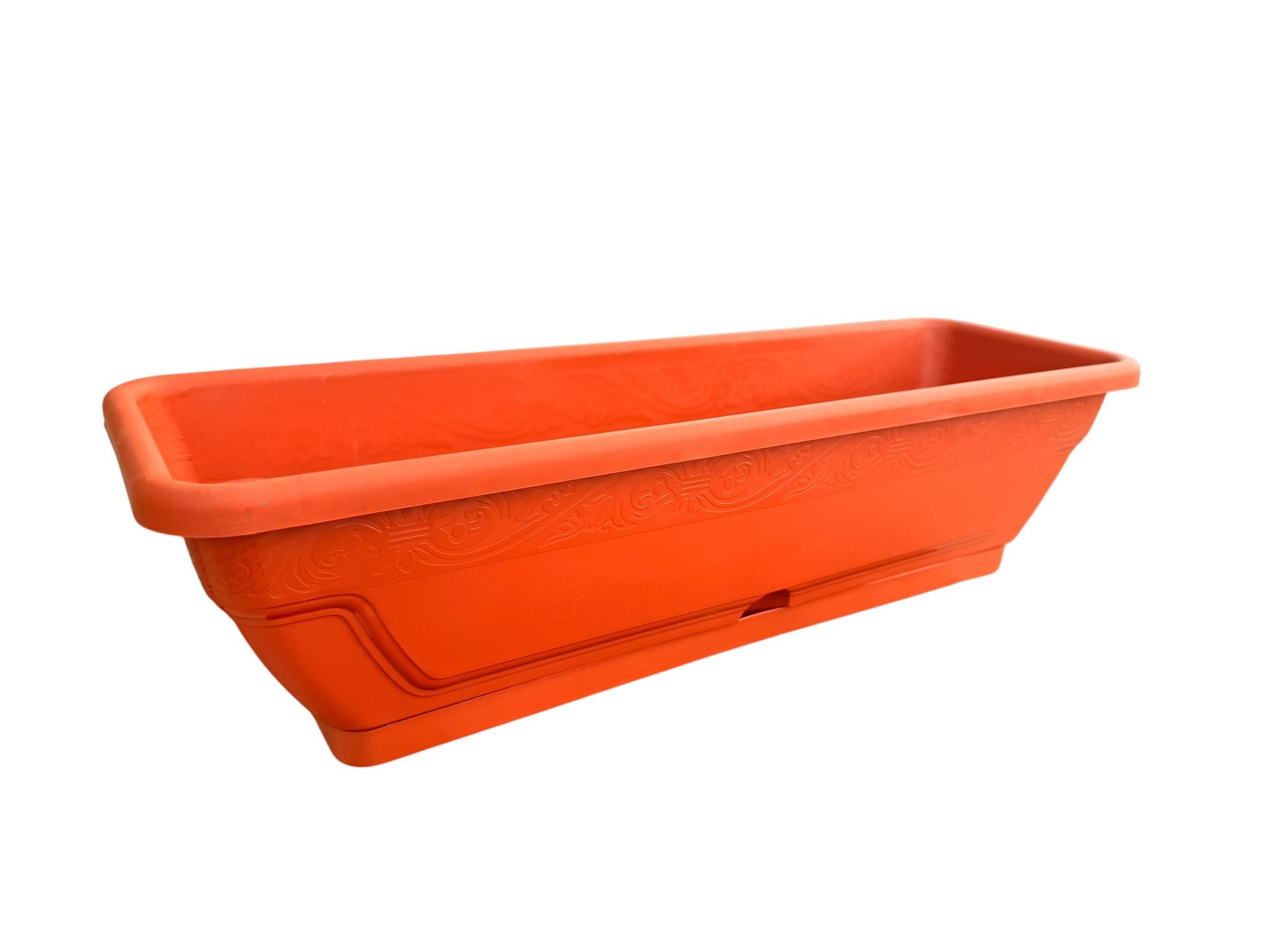 Jardiniera lunga plastic 60 cm cu rezervor apa teracota