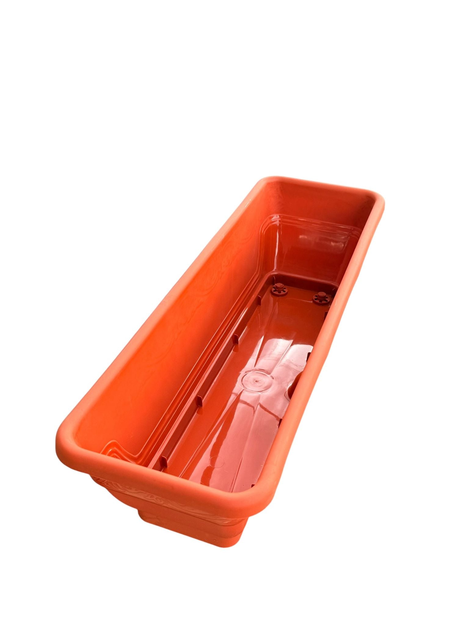 Jardiniera lunga plastic 60 cm cu rezervor apa teracota