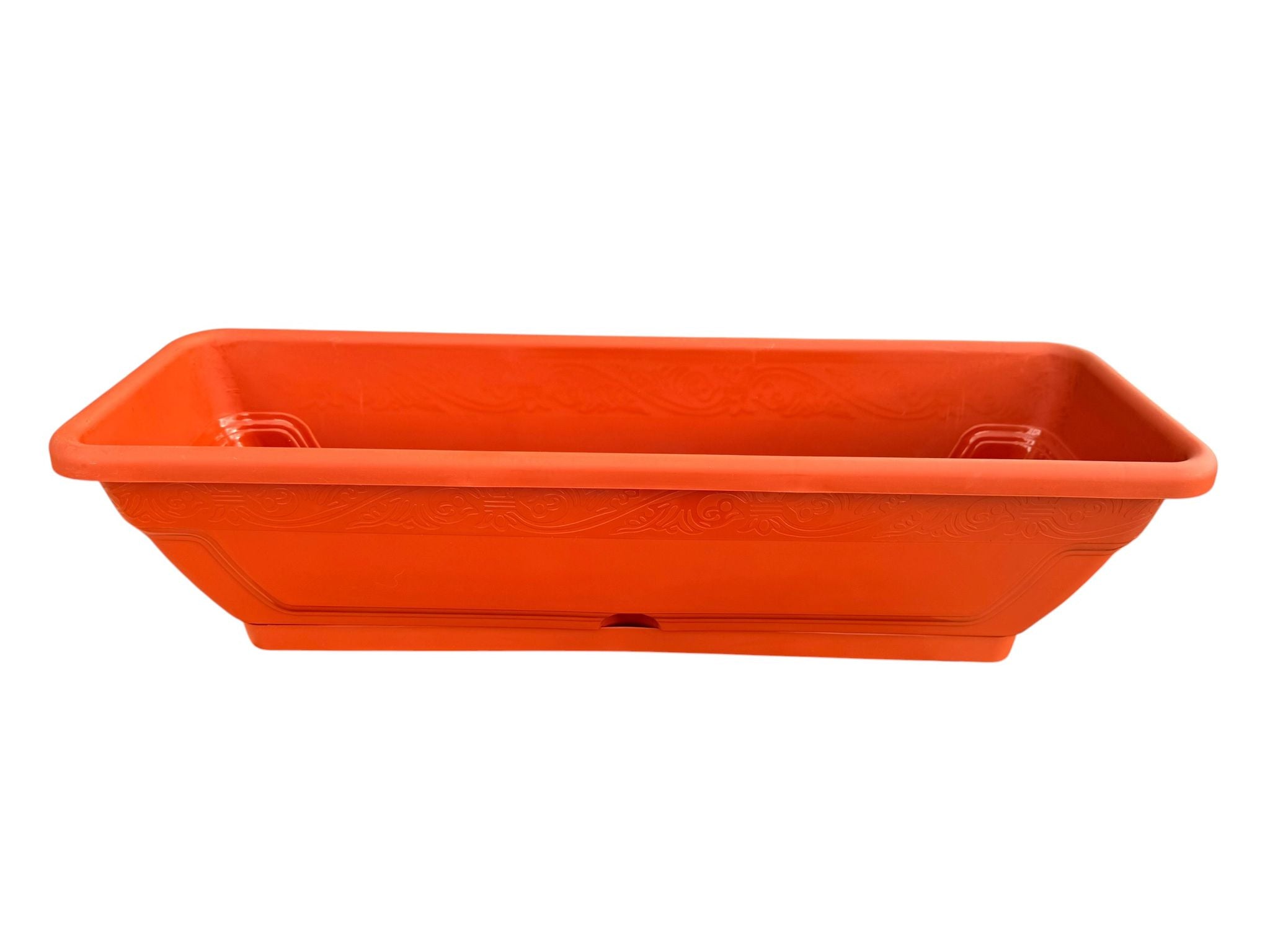 Jardiniera lunga plastic 60 cm cu rezervor apa teracota
