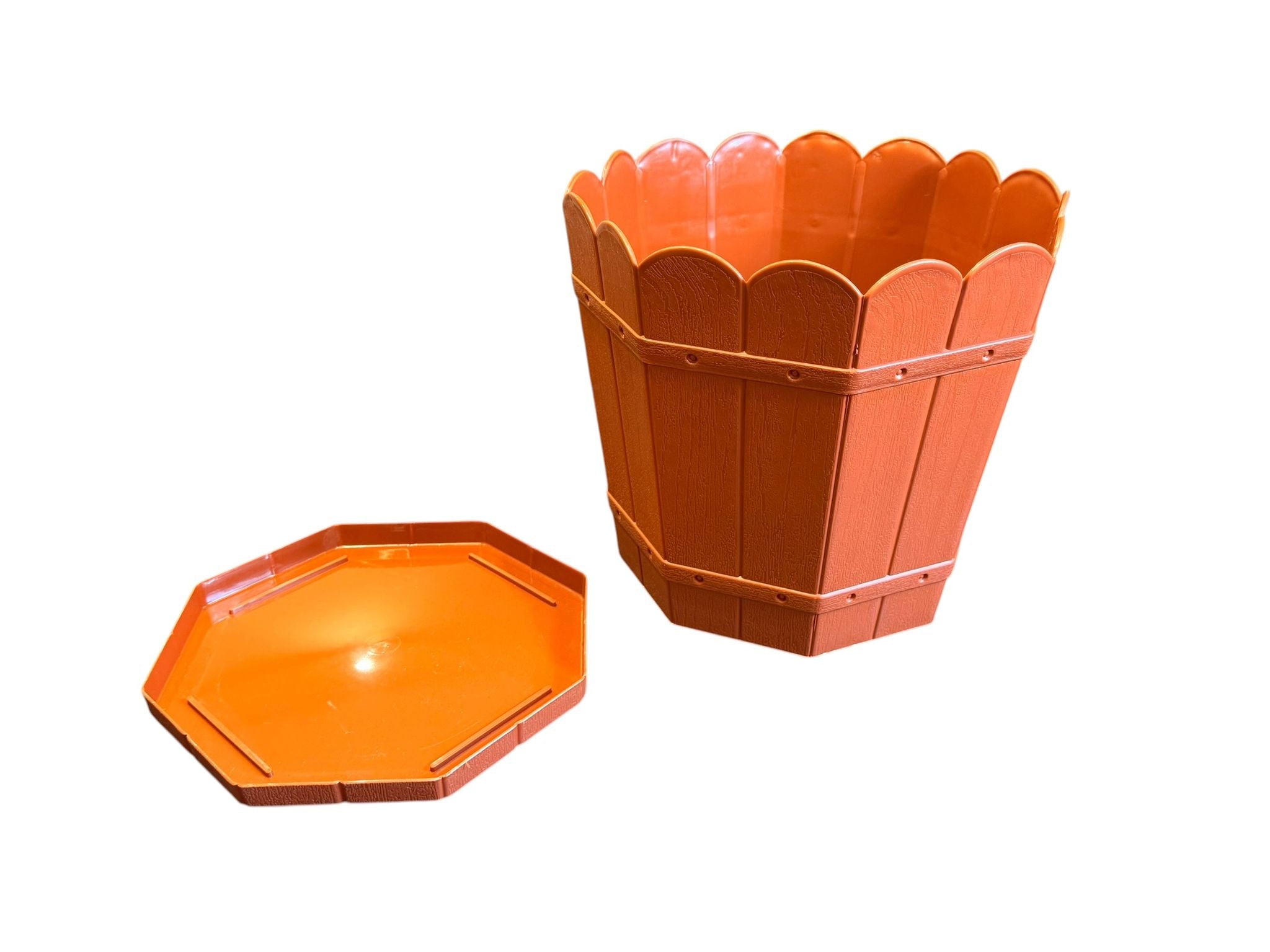 Ghiveci plastic decorativ 12 L cu tava model rustic teracota