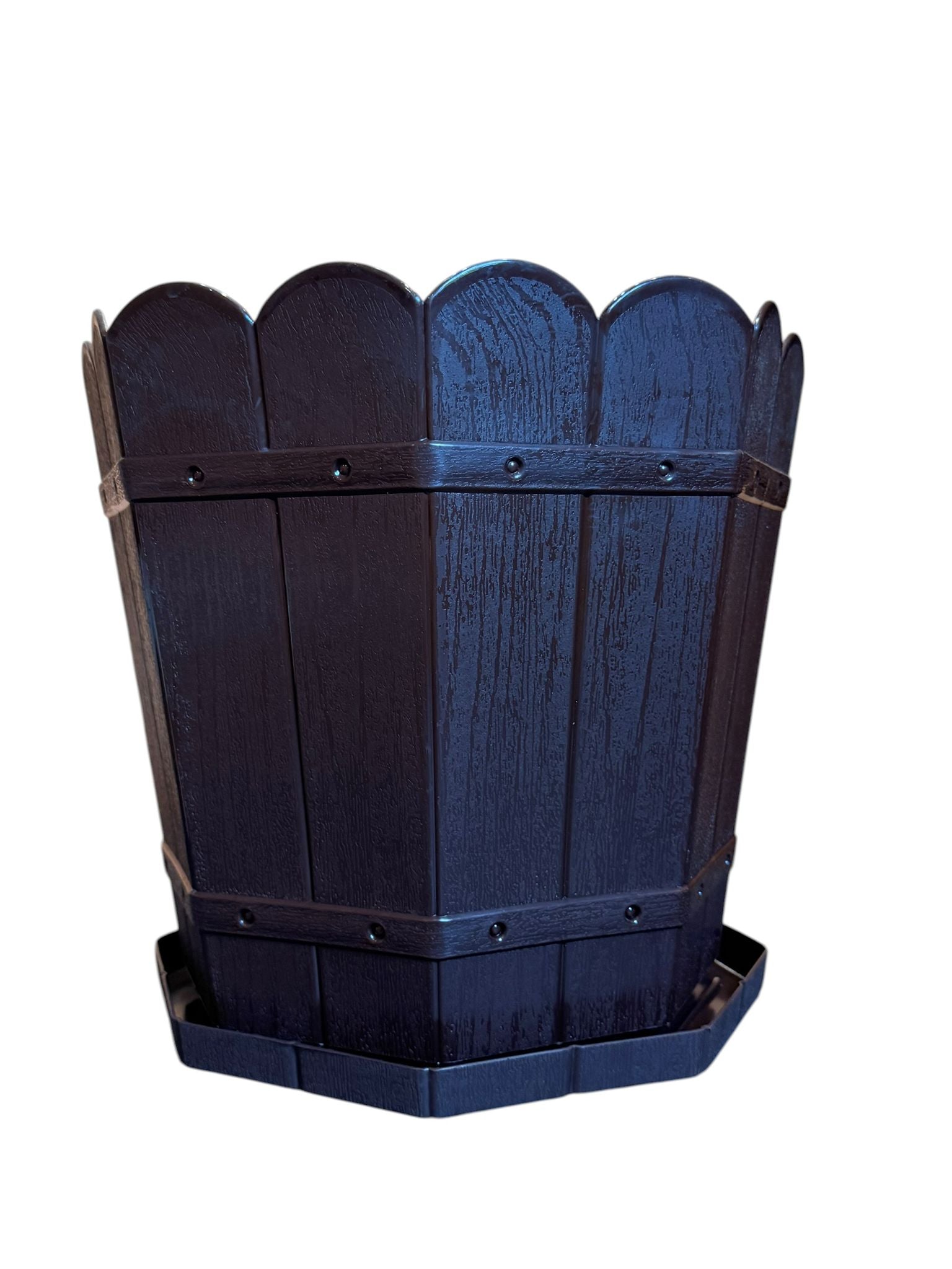 Ghiveci plastic decorativ 22 L cu tava model rustic maro