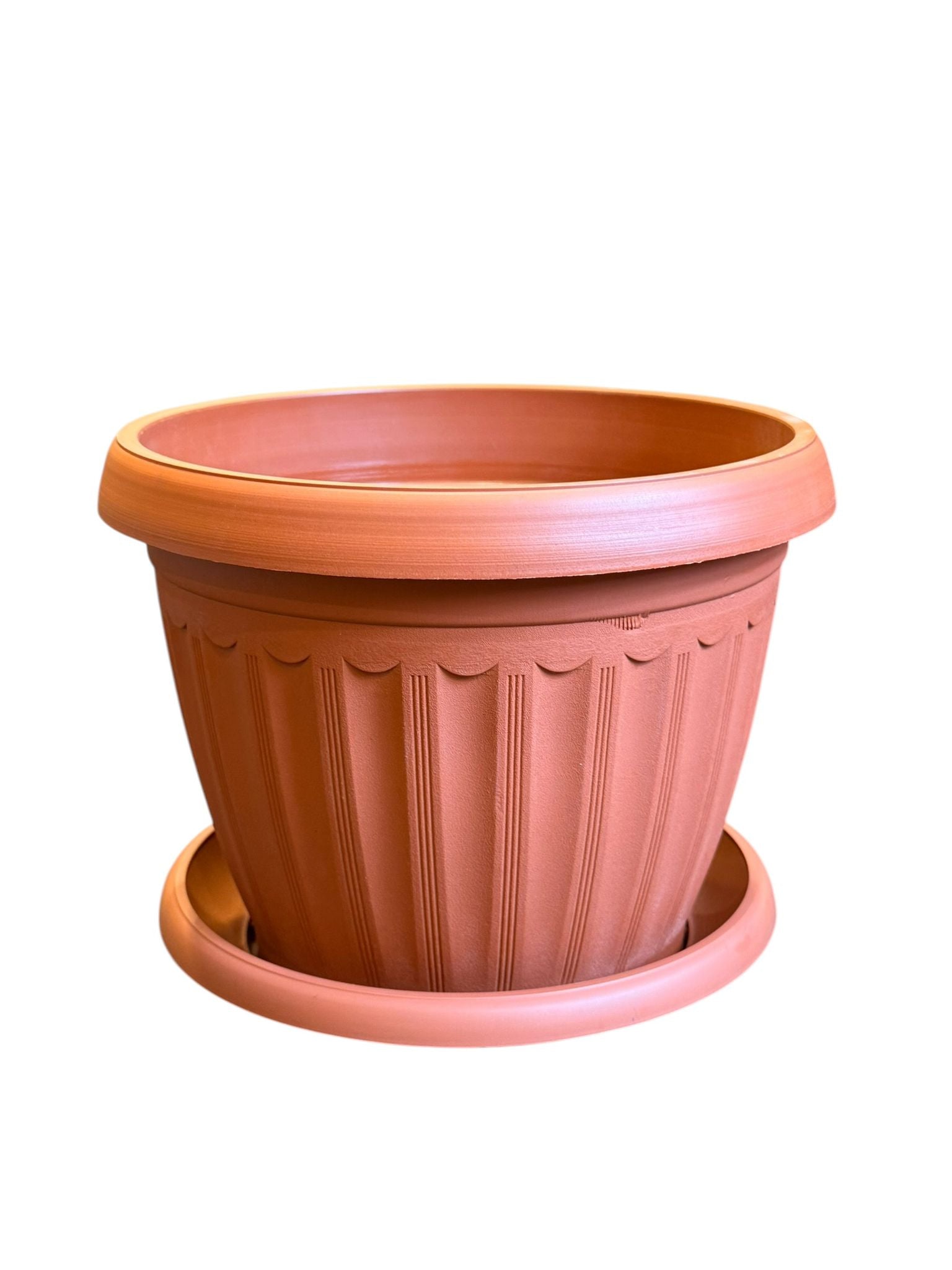 Ghiveci plastic rotund 5 L cu farfurie teracota 25.5 cm