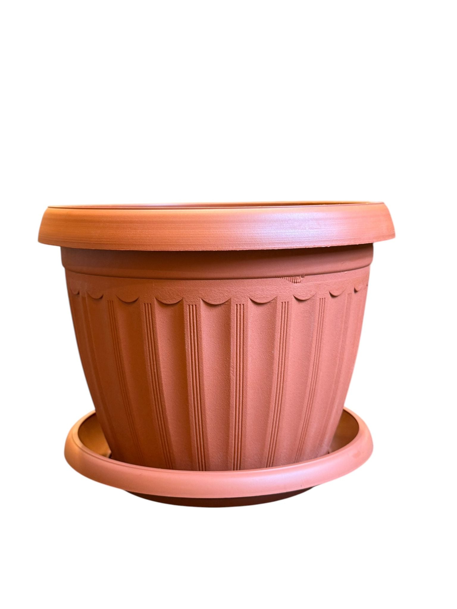 Ghiveci plastic rotund 5 L cu farfurie teracota 25.5 cm