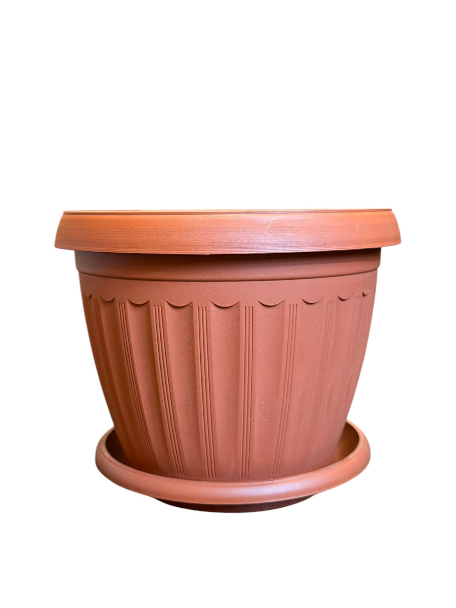 Ghiveci plastic rotund Infinity cu farfurie teracota 18.5 cm 3 L