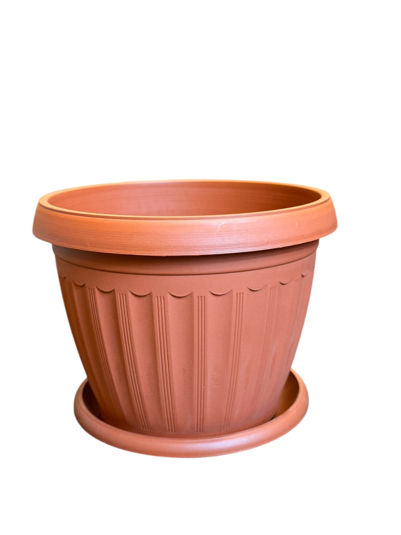 Ghiveci plastic rotund Infinity cu farfurie teracota 18.5 cm 3 L