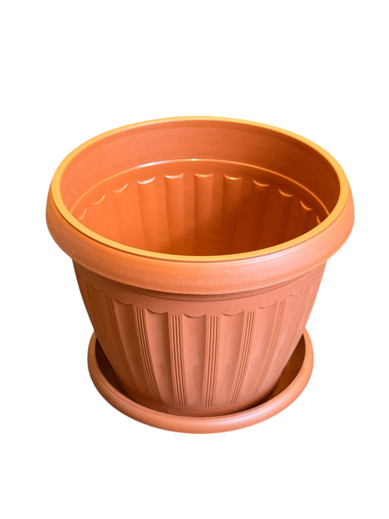 Ghiveci plastic rotund Infinity cu farfurie teracota 18.5 cm 3 L