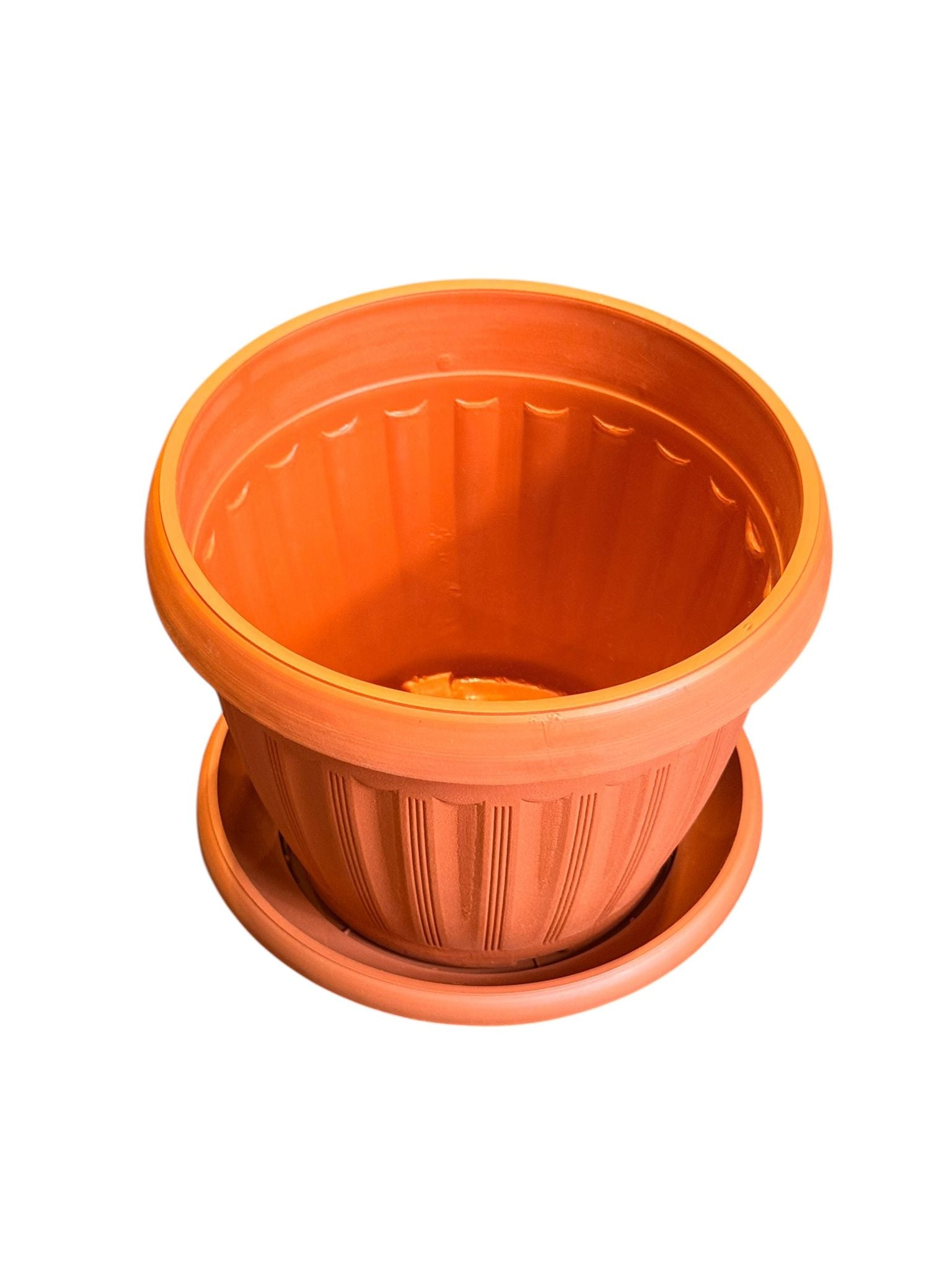 Ghiveci plastic Infinity cu farfurie teracota 18.5 cm 2 L