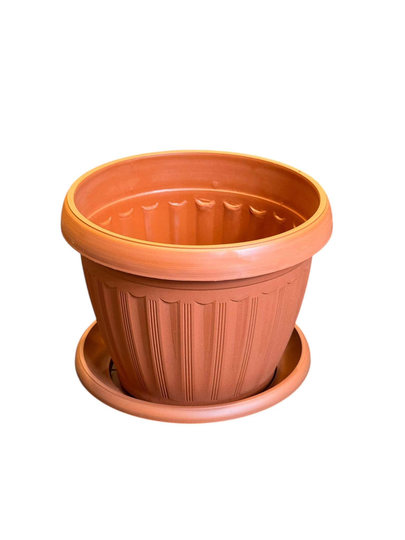 Ghiveci plastic Infinity cu farfurie teracota 18.5 cm 2 L
