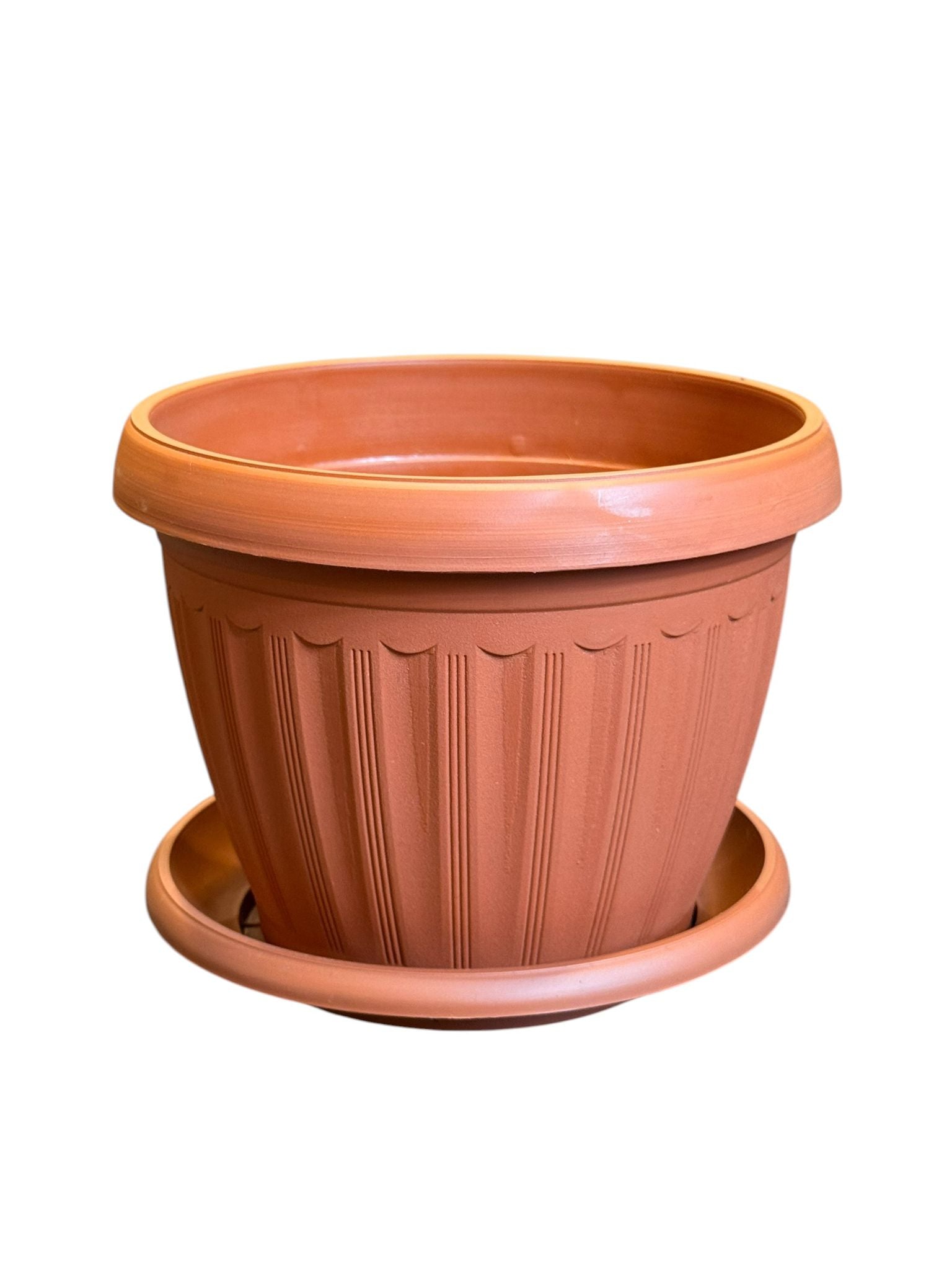 Ghiveci plastic Infinity cu farfurie teracota 18.5 cm 2 L