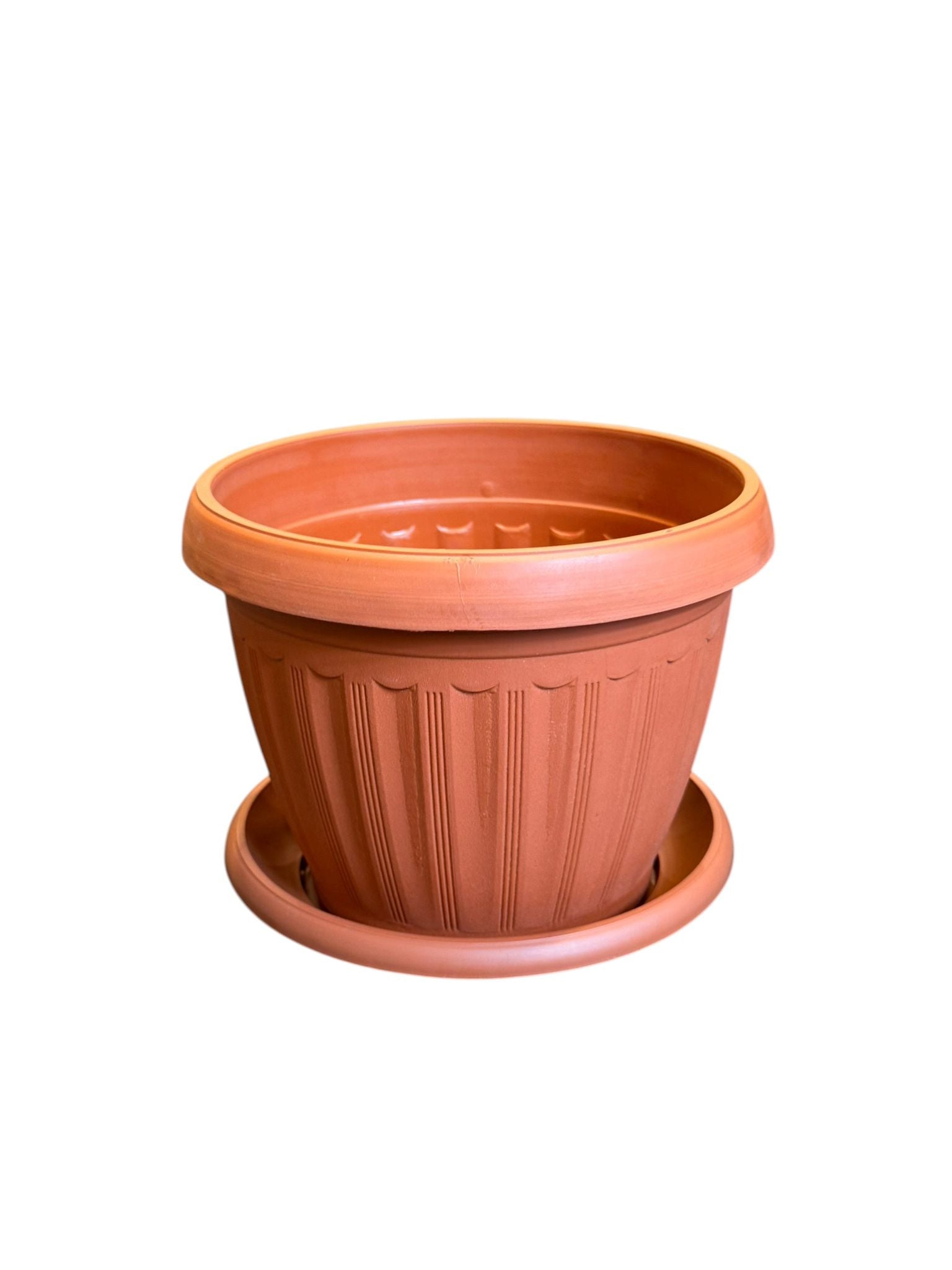 Ghiveci plastic Infinity cu farfurie teracota 18.5 cm 2 L
