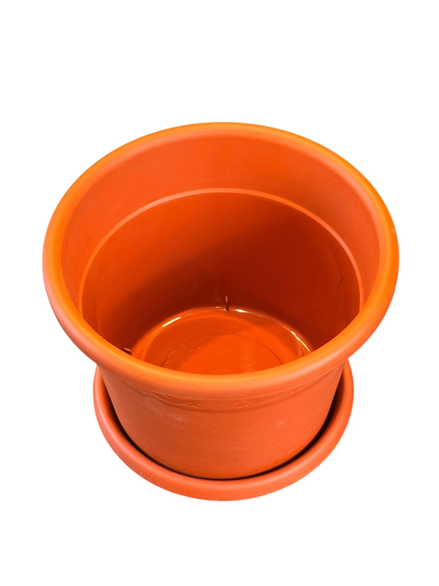 Ghiveci rotund decorativ din plastic cu farfurie, teracota 20 x 15 cm Model Nr. 7