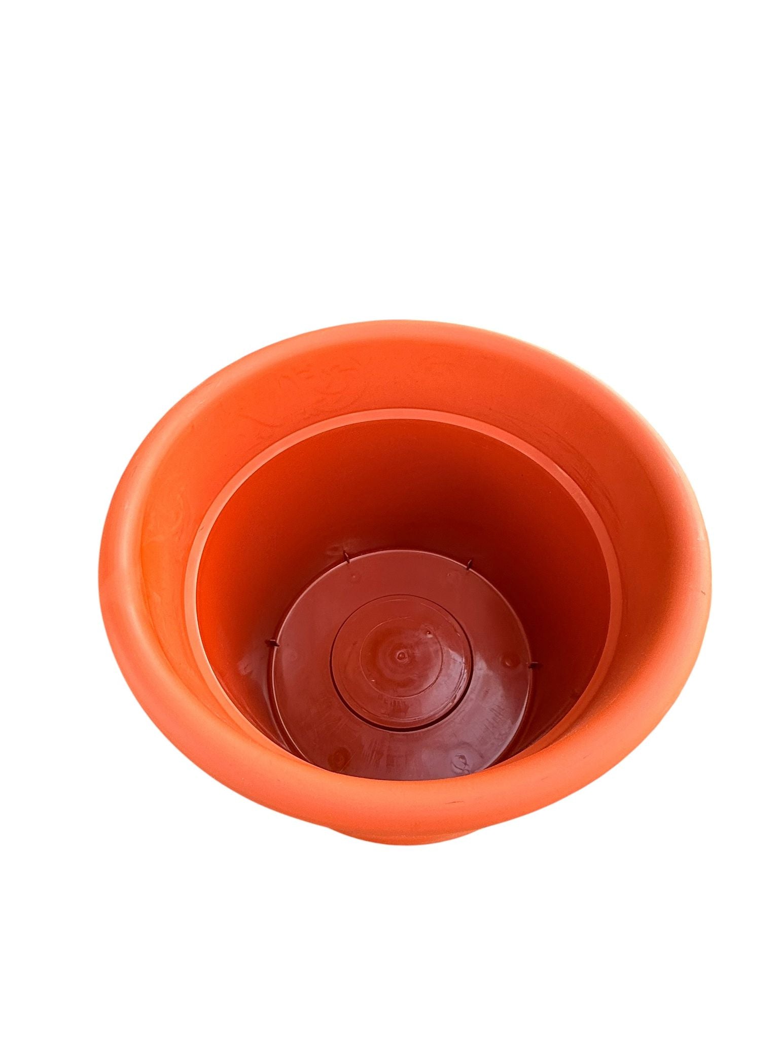 Ghiveci flori din plastic 40 cm cu farfurie, model clasic, culoare teracotă