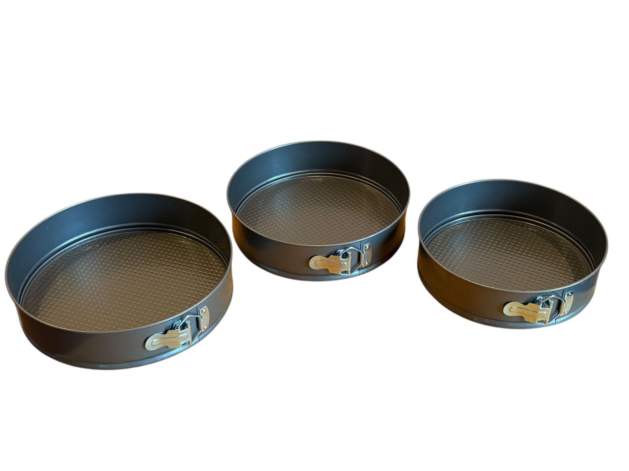 Set 3 forme de copt rotunde 24 cm, 26 cm, 28 cm, cu baza detasabila interior antiaderent