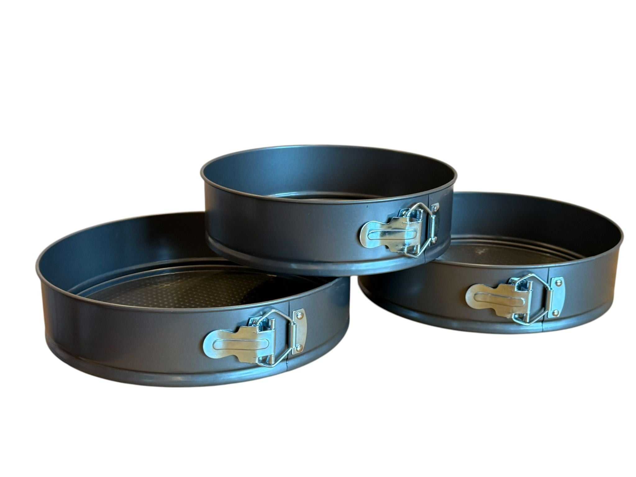 Set 3 forme de copt rotunde 24 cm, 26 cm, 28 cm, cu baza detasabila interior antiaderent