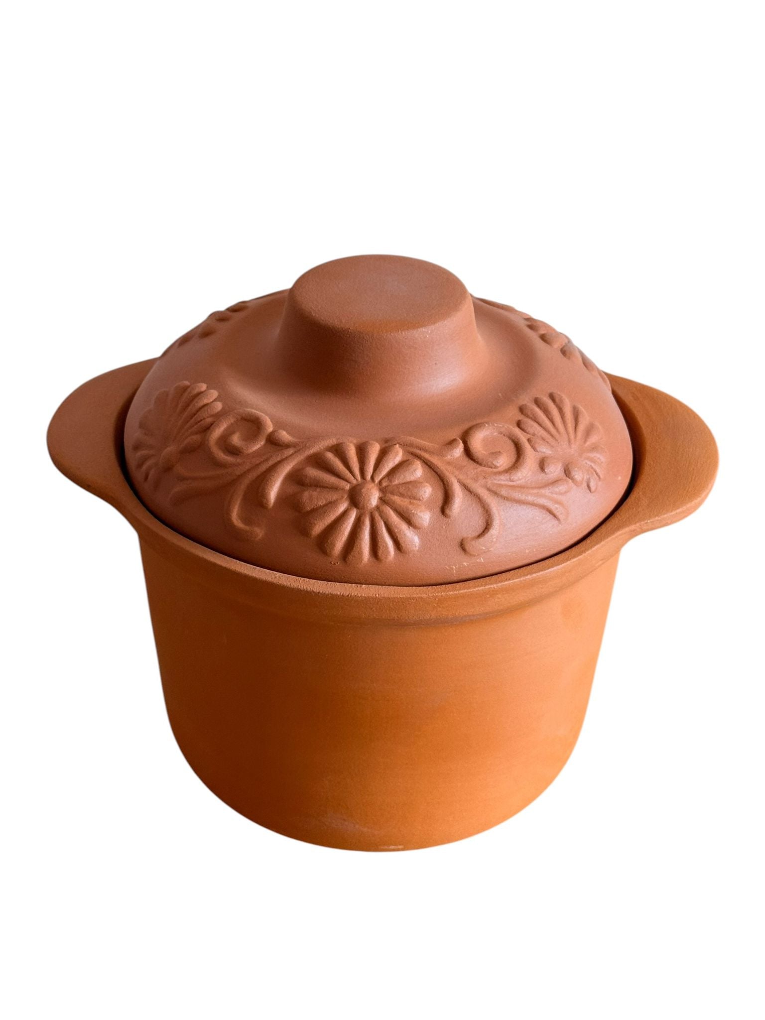 Oala de Gatit din Lut 3L cu Capac, Rotunda 27x20 cm