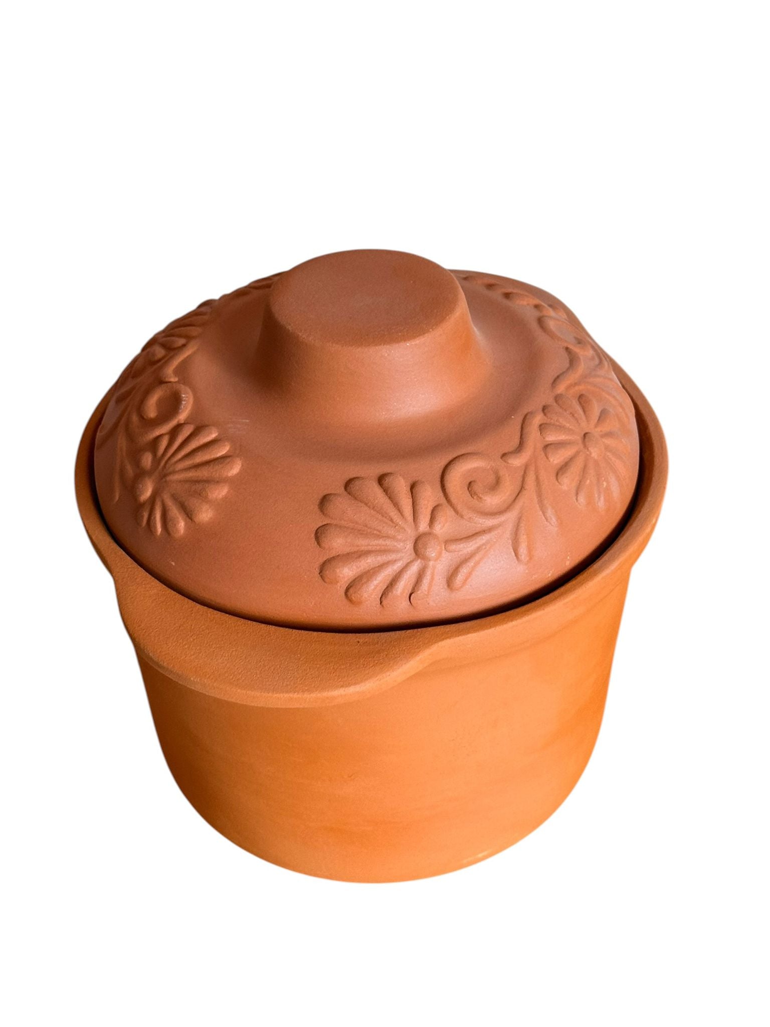 Oala de Gatit din Lut 3L cu Capac, Rotunda 27x20 cm