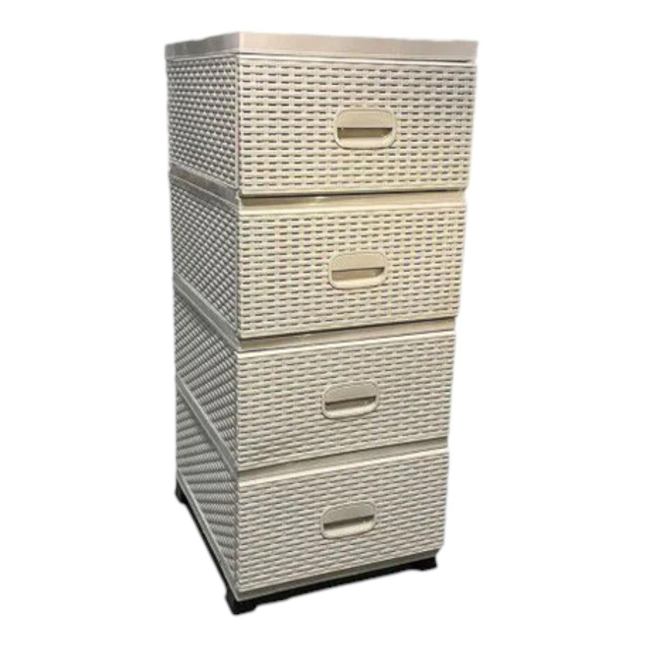 Dulap Depozitare 4 Sertare Tip Ratan Bej 92x38x47 cm