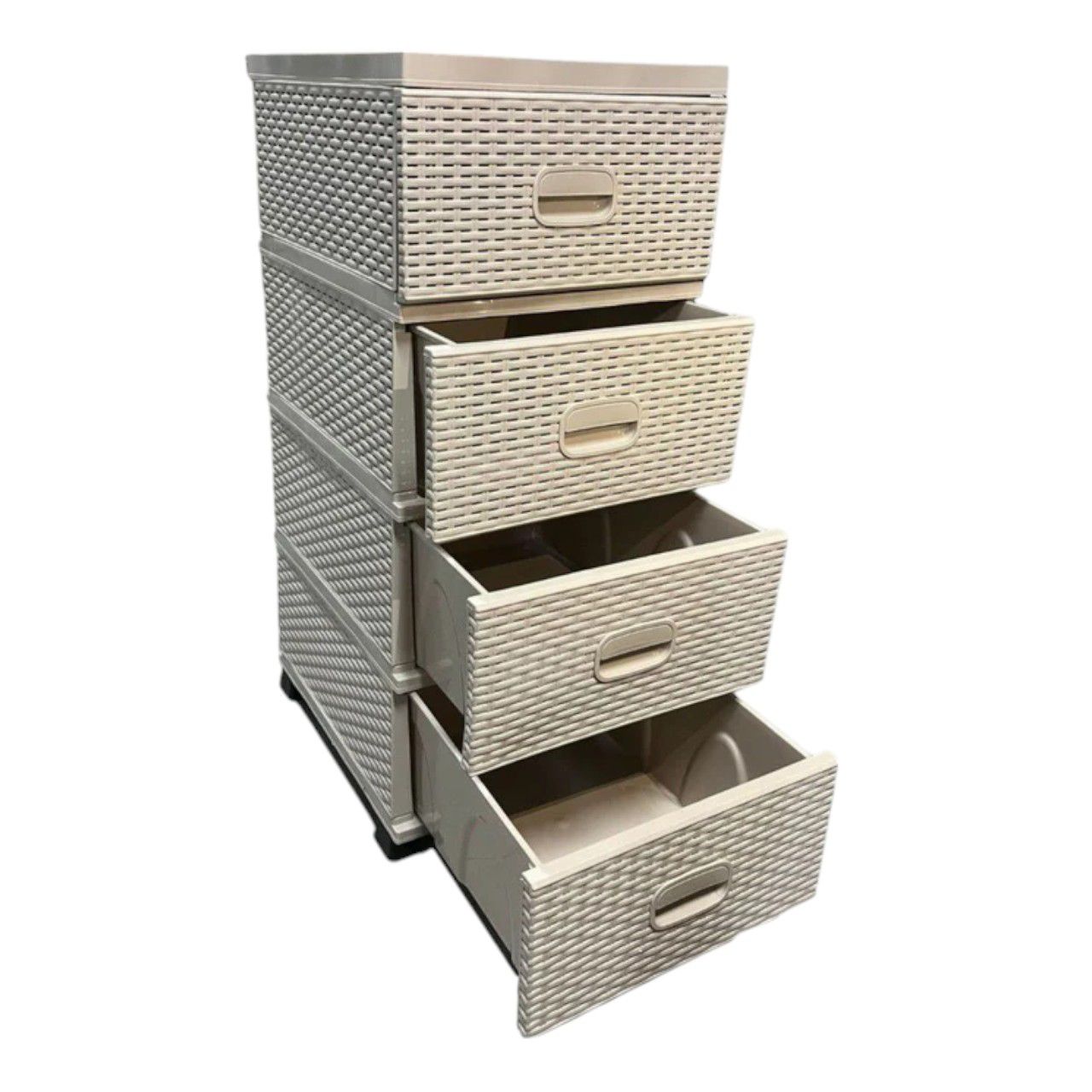 Dulap Depozitare 4 Sertare Tip Ratan Bej 92x38x47 cm