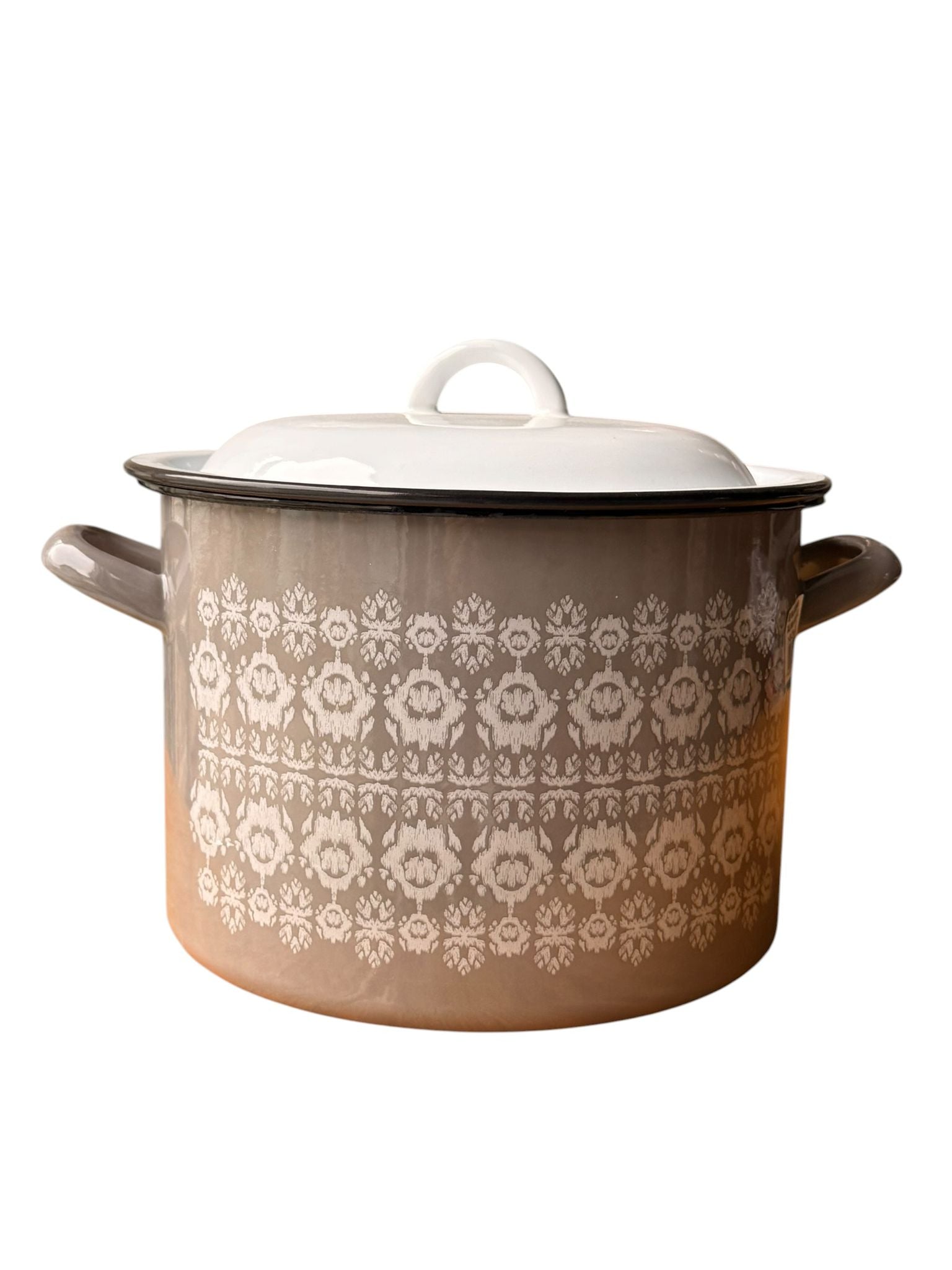 Oala emailata cu capac 22 cm 6.5 litri model floral
