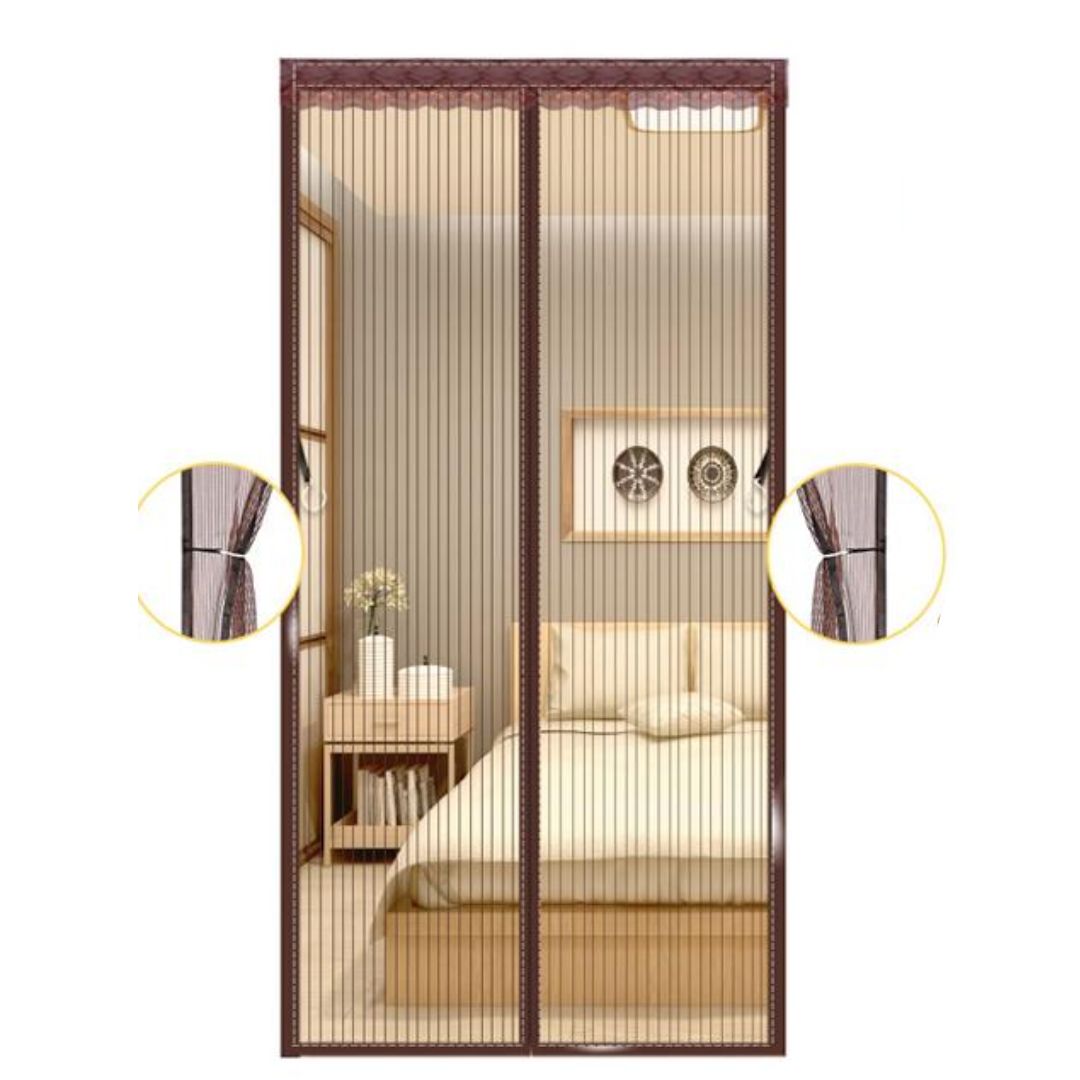 Perdea magnetica anti insecte pentru usa 100x210 cm Maro Inchis